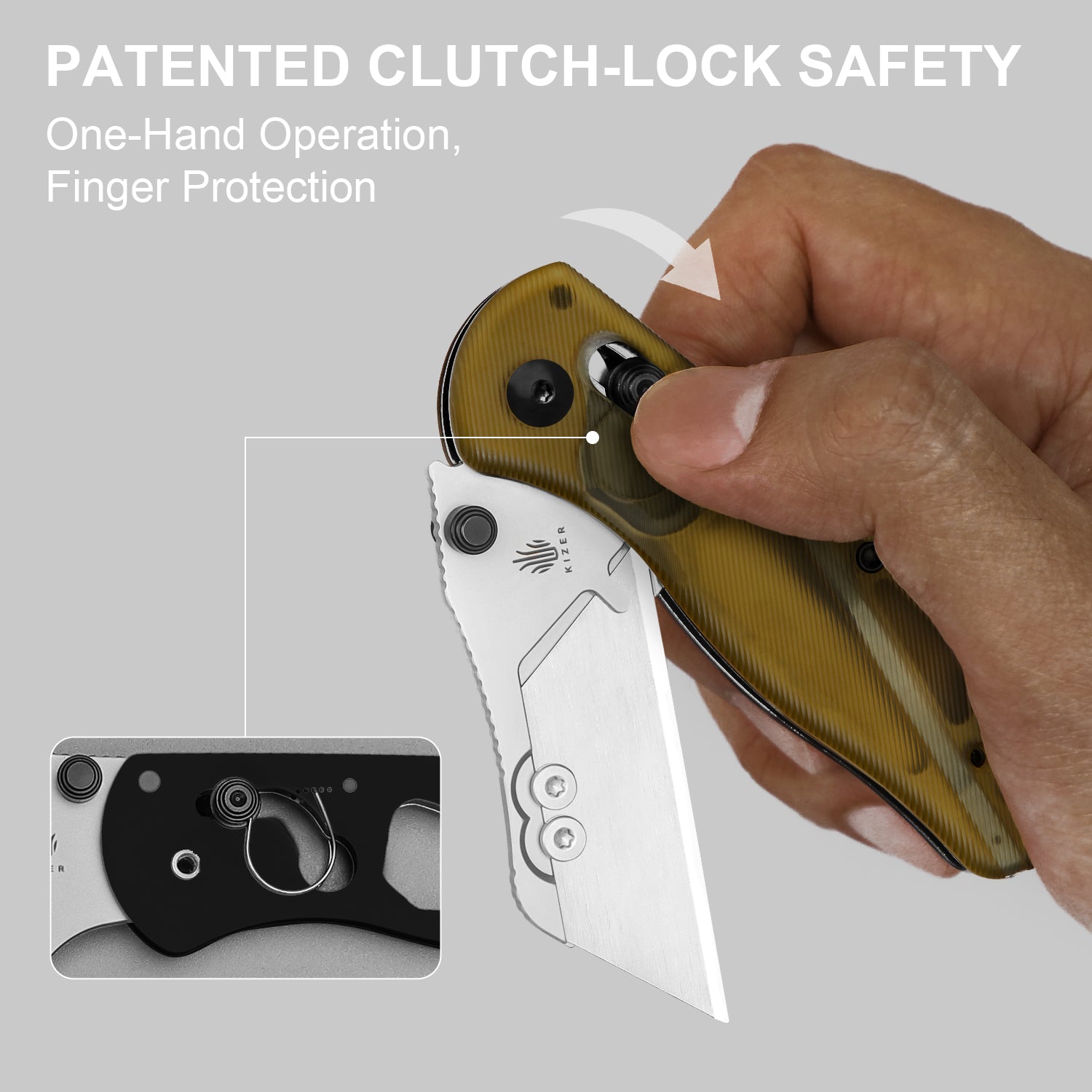 Drop Bear® Utility | Kizer Clutch Lock™ | Uti BEAR 1 | SK5 & 50Cr15MoV | PEI | KizerV™ 3619JA4