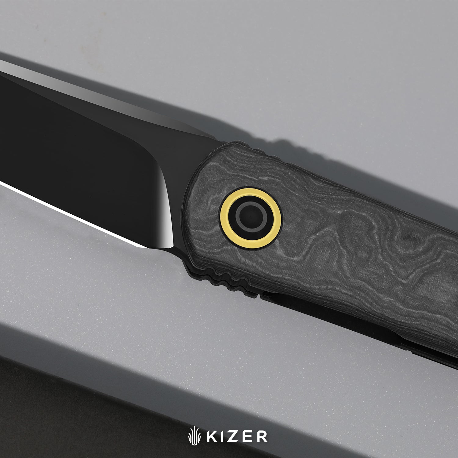 Feist 3 | CPM S90V + Hand-brushed | Titanium & KizerNova™ Lava | Reverse Tanto | KizerX™ 3499.3A5