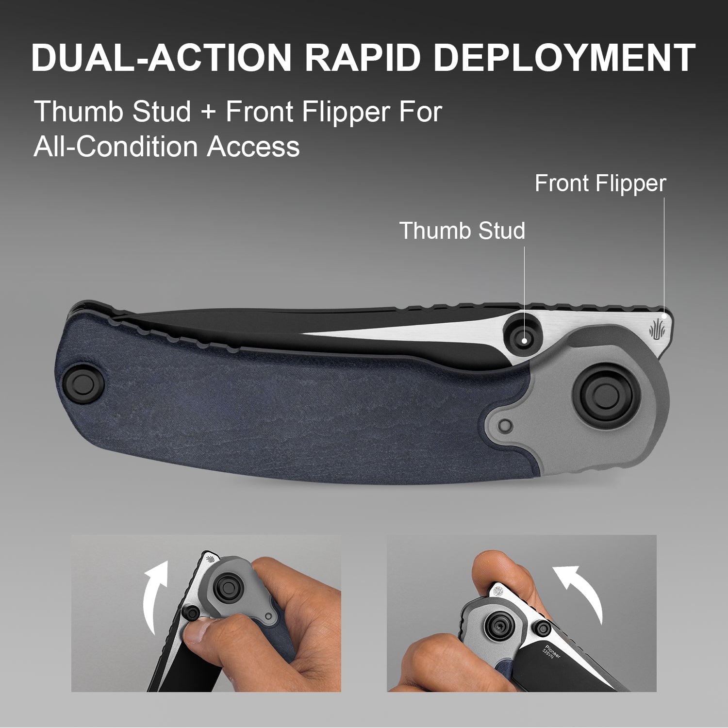 PIONEER | S35VN | Blue Canyon & Titanium | KizerB™ FK03A5