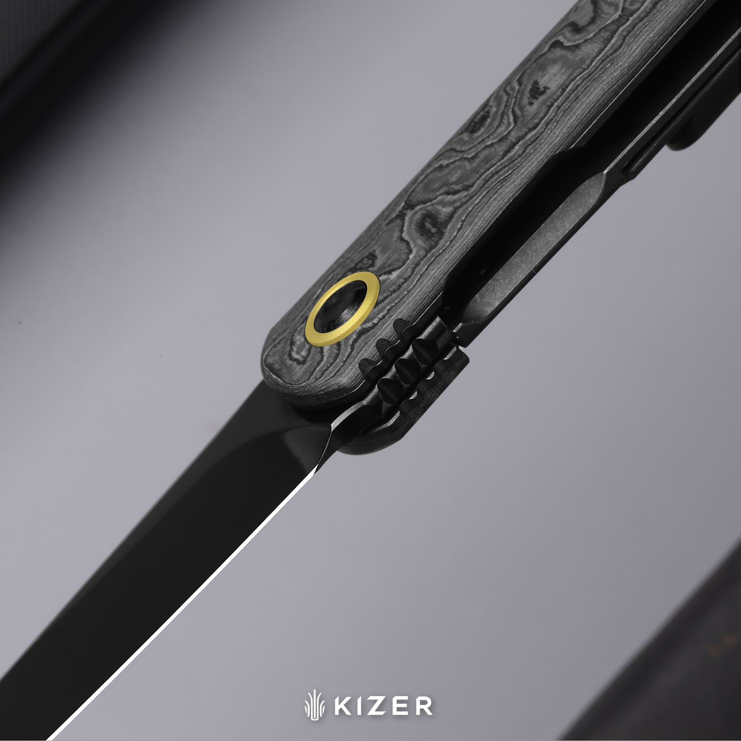 Feist 3 | CPM S90V + Hand-brushed | Titanium & KizerNova™ Lava | Reverse Tanto | KizerX™ 3499.3A5
