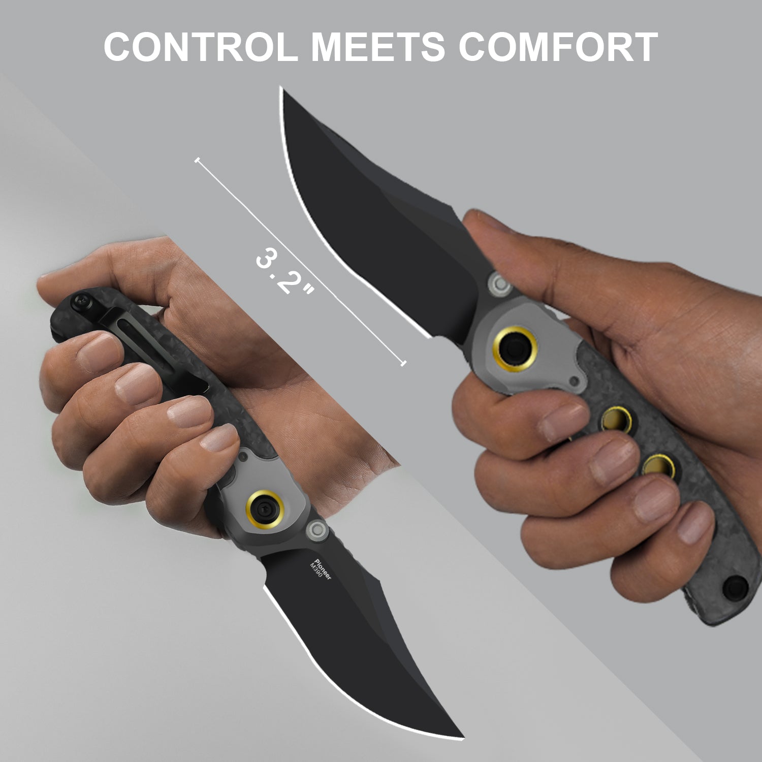 PIONEER | M390 | Titanium & Marble Carbon Fiber | ZX-FK03A1 | KIZERX®