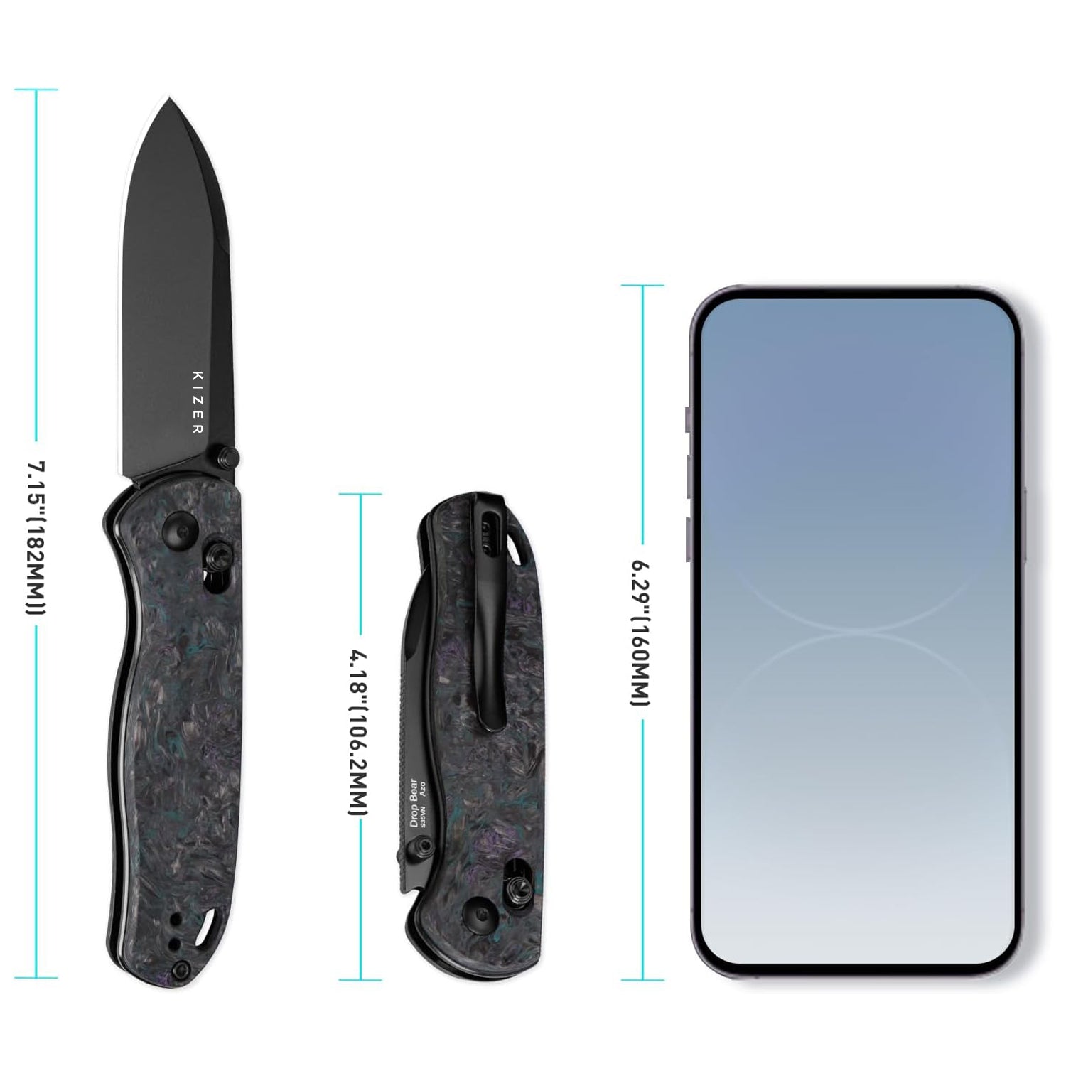 Drop Bear® | Kizer Clutch Lock™ | S35VN | Fatcarbon | KizerB™ 3619A4