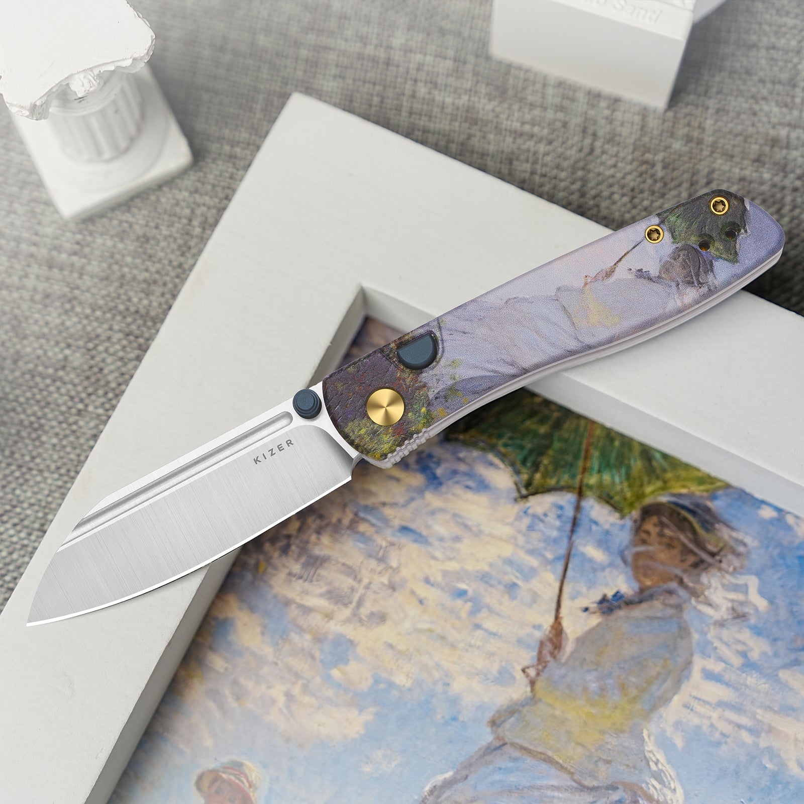 Renissance | Kizer Button Liner Lock™ | G10 | N690 Black PVD Coating | KizerV™ 3698A4