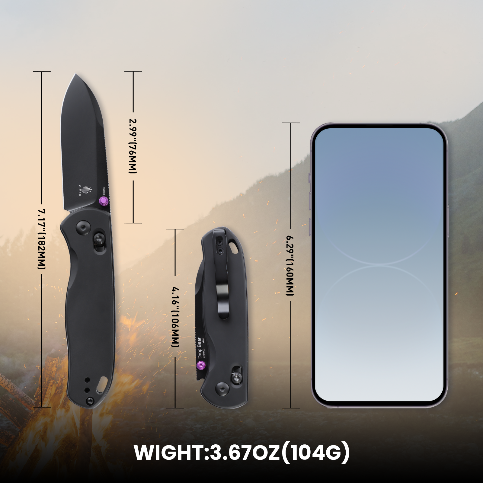 Drop Bear® | 154CM | Aluminum | KizerV™ 3619C2