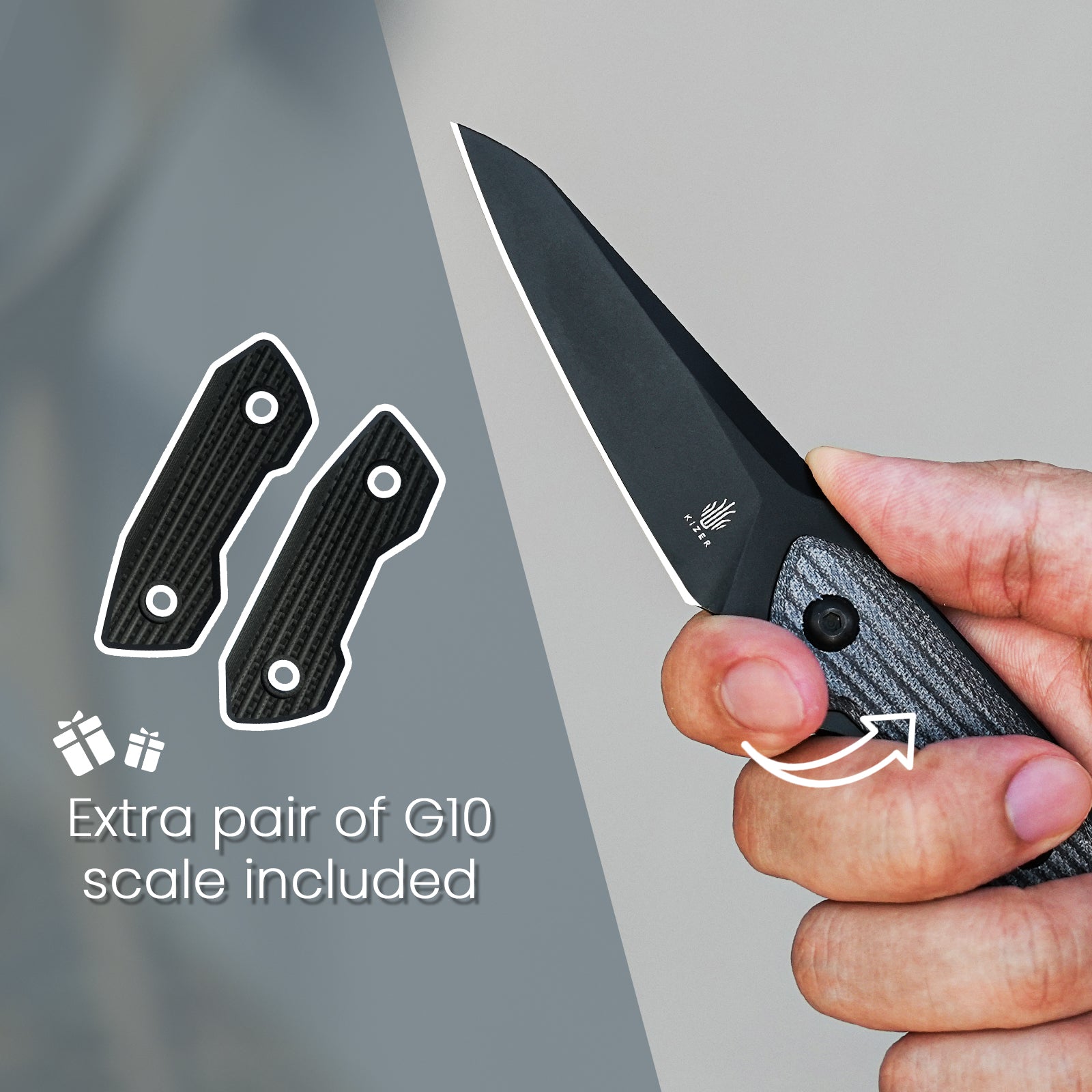 GROOM | D2 | Denim Micarta | KizerV™ 1060A1