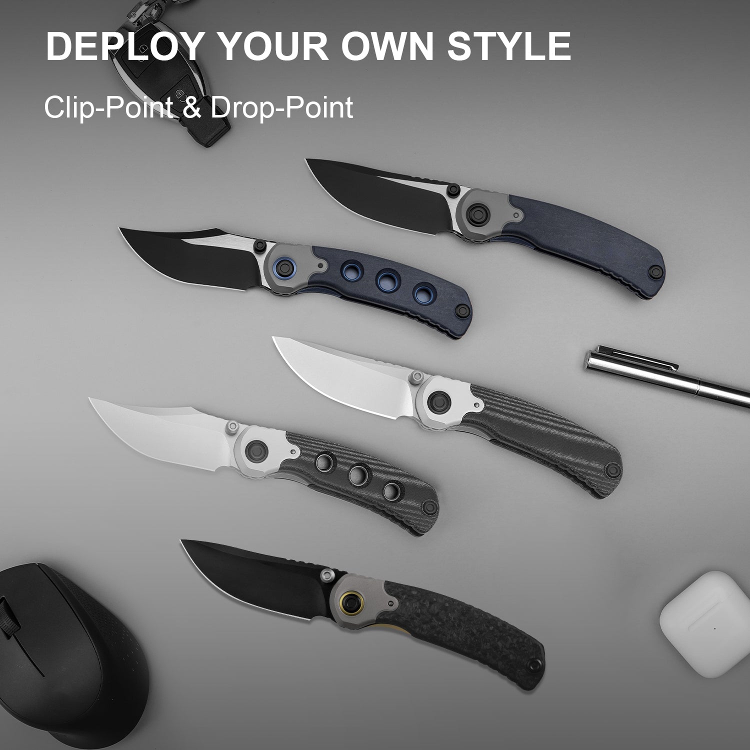 PIONEER | M390 | Titanium & Marble Carbon Fiber | ZX-FK03A1 | KIZERX®