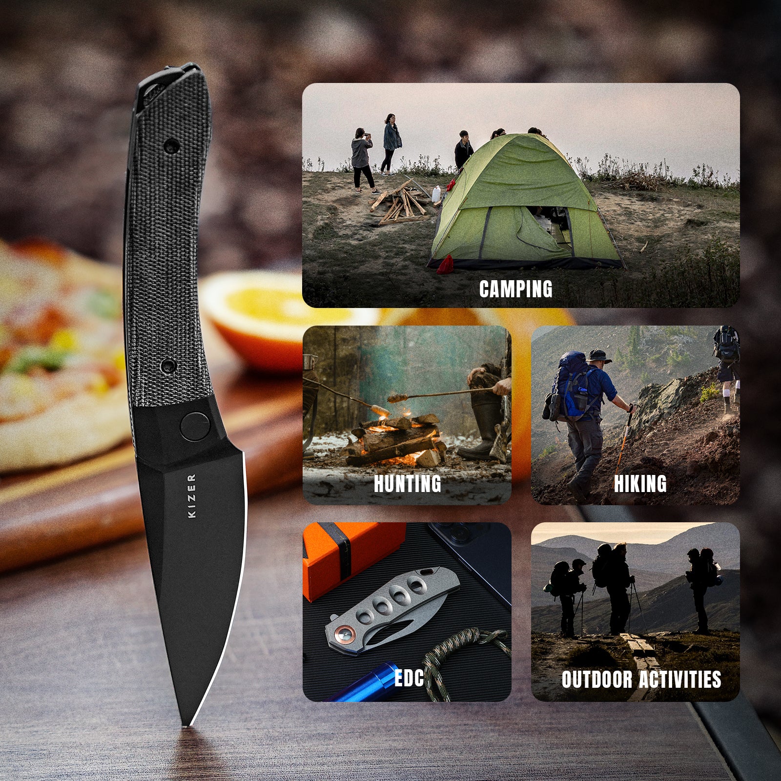 Mini Momo | 154CM | Aluminum+Micarta | KizerV™ 3663C2