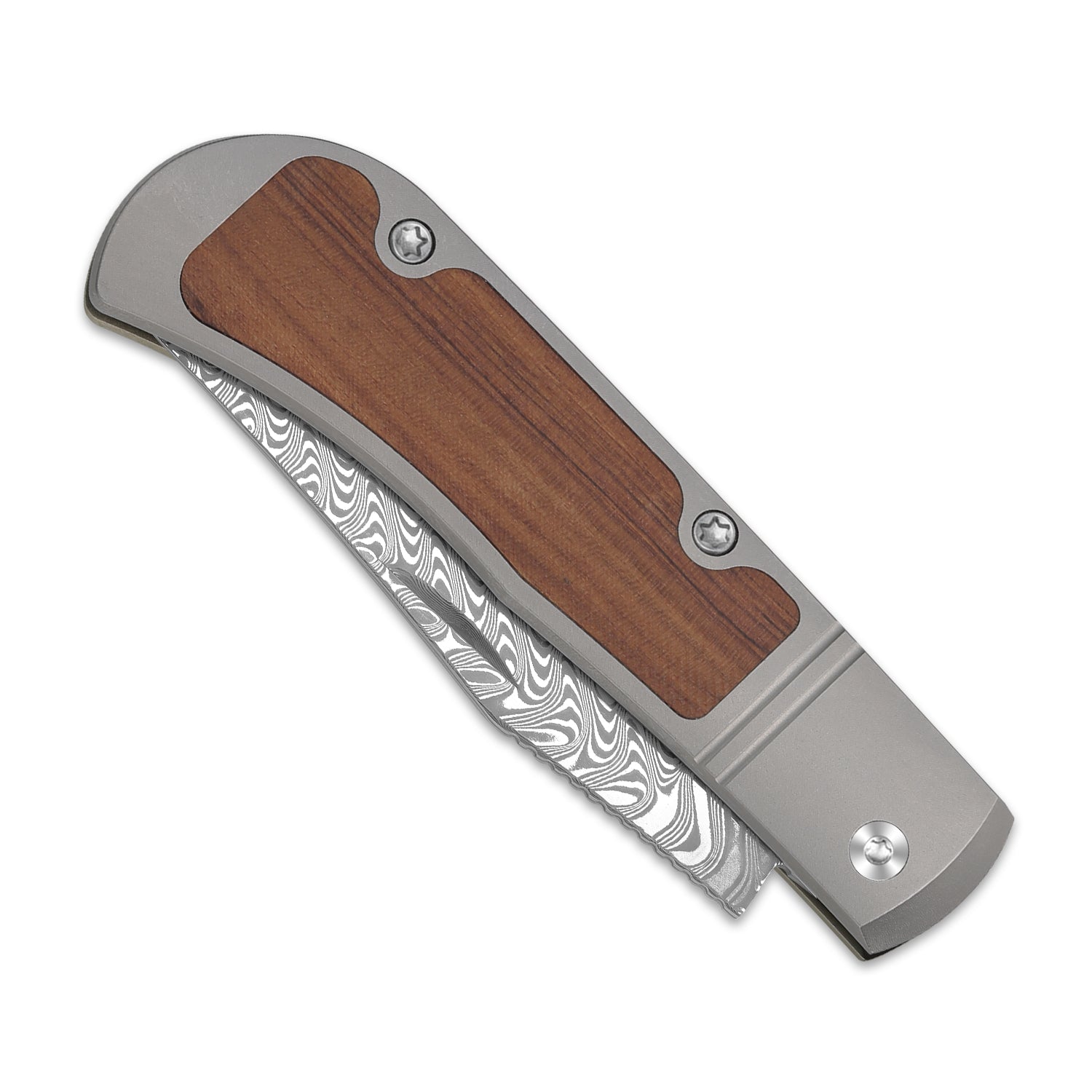 Trestle | Damascus | Titanium & Mkuruti Wood | V3761A2