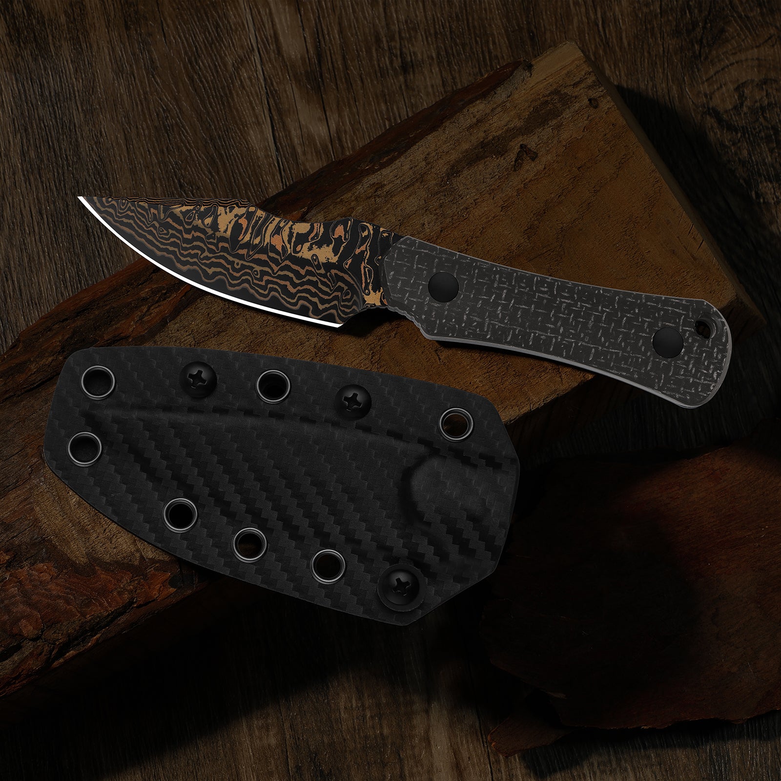 Bone | AEB-L + Stonewashed | Stabilized Wood | KizerV™ 1122A4