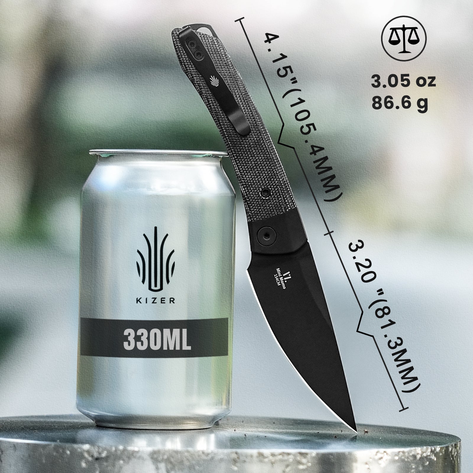 Mini Momo | 154CM | Aluminum+Micarta | KizerV™ 3663C2