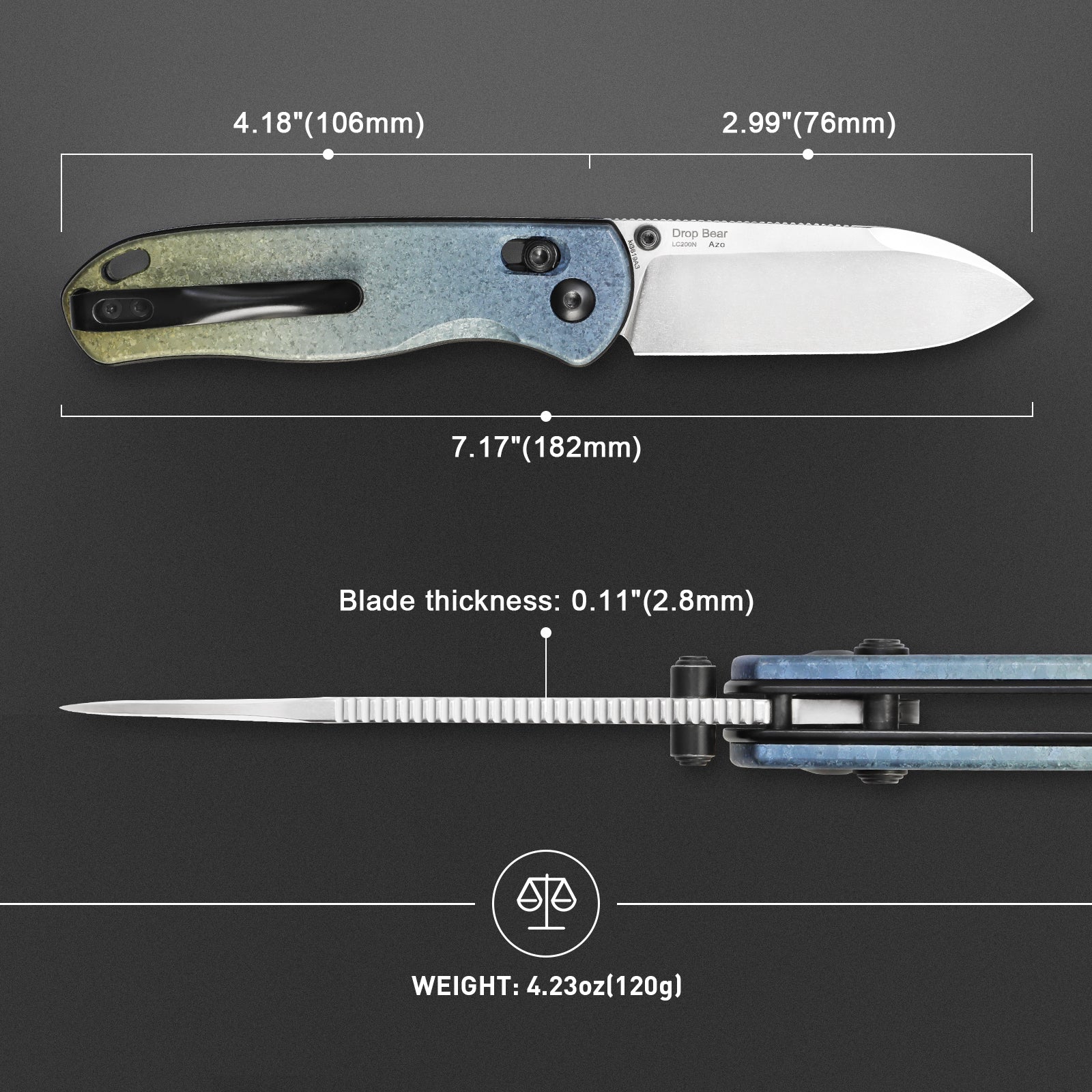 Drop Bear® | Kizer Clutch Lock™ | LC200N | Crystallized Titanium | KizerB™ 3619A3