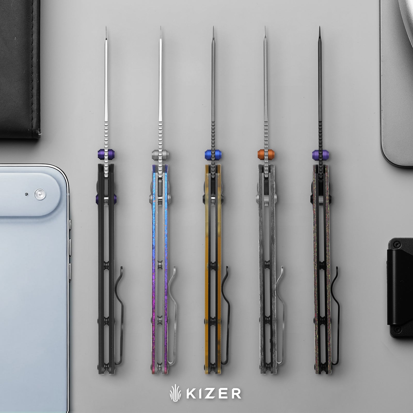 Madrac CL AirTi | Kizer Clutch Lock™ | M390 | Crystallized Titanium | Satin | KizerB™ 3693ACS2