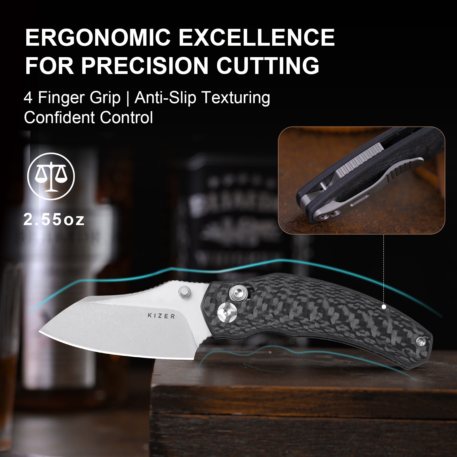 Mini Bulldog | S45VN | Carbon Fiber | KizerB™ 3672SA3