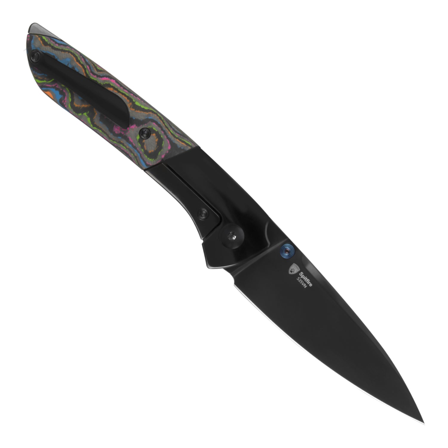 Spitfire | S35VN | Polished DLC | Titanium & Camo Carbon 80's | Ki3690A2