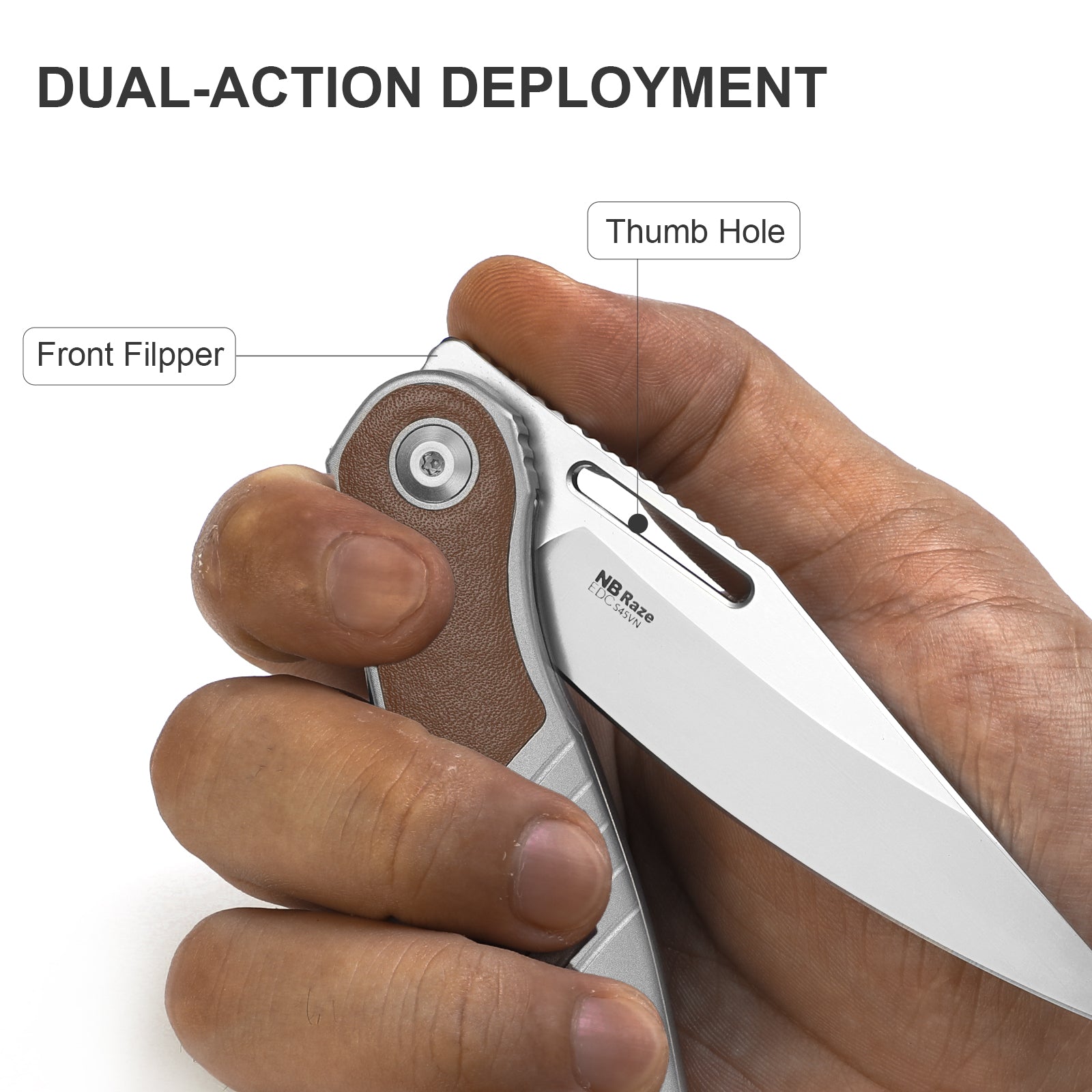 Raze | S45VN | Titanium & Leather | Ki3720A2