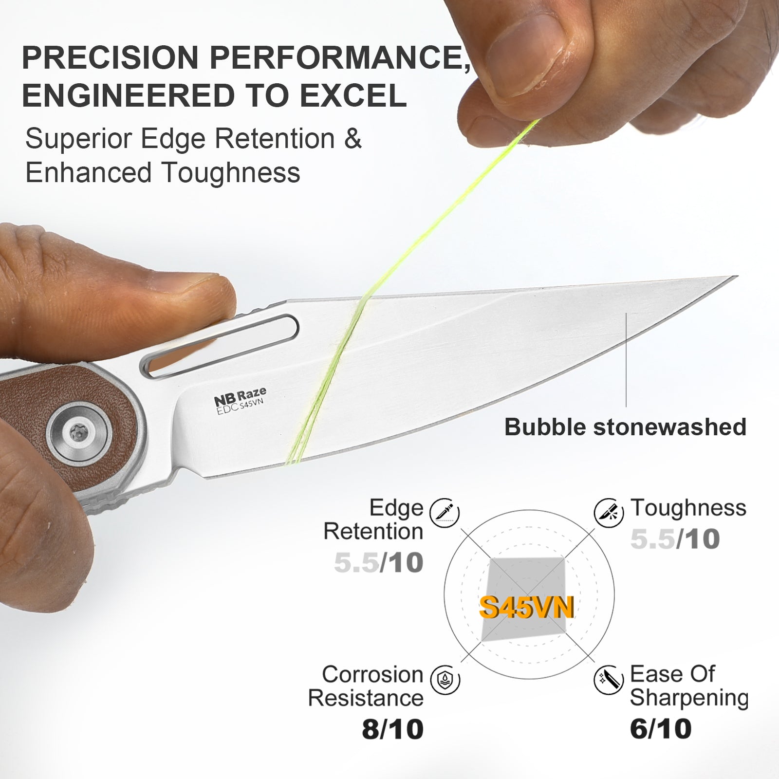 Raze | S45VN | Titanium & Leather | Ki3720A2