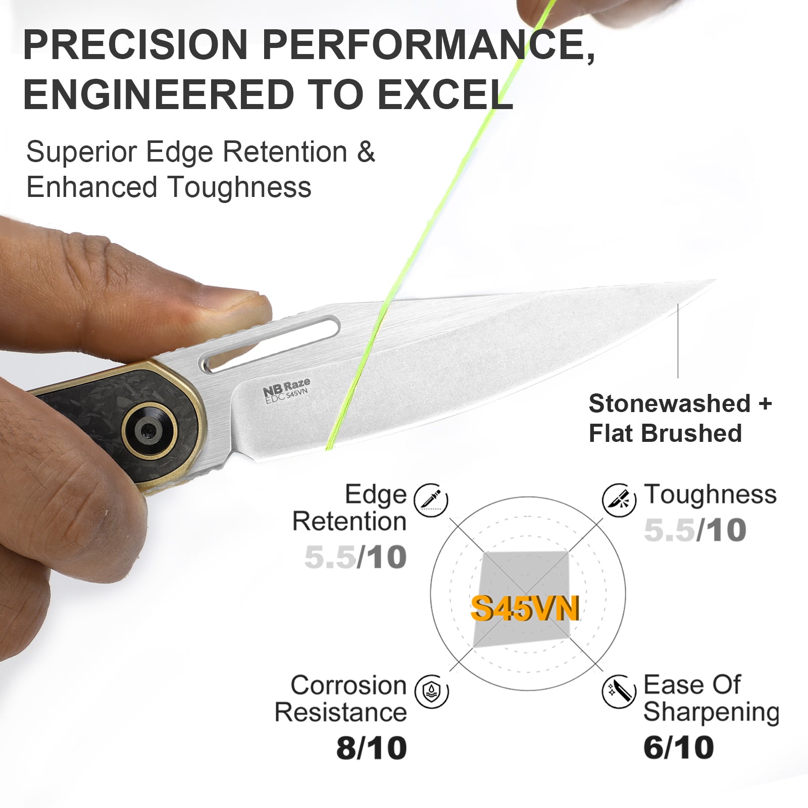 Raze | S45VN | Titanium & Carbon Fiber | Ki3720A3
