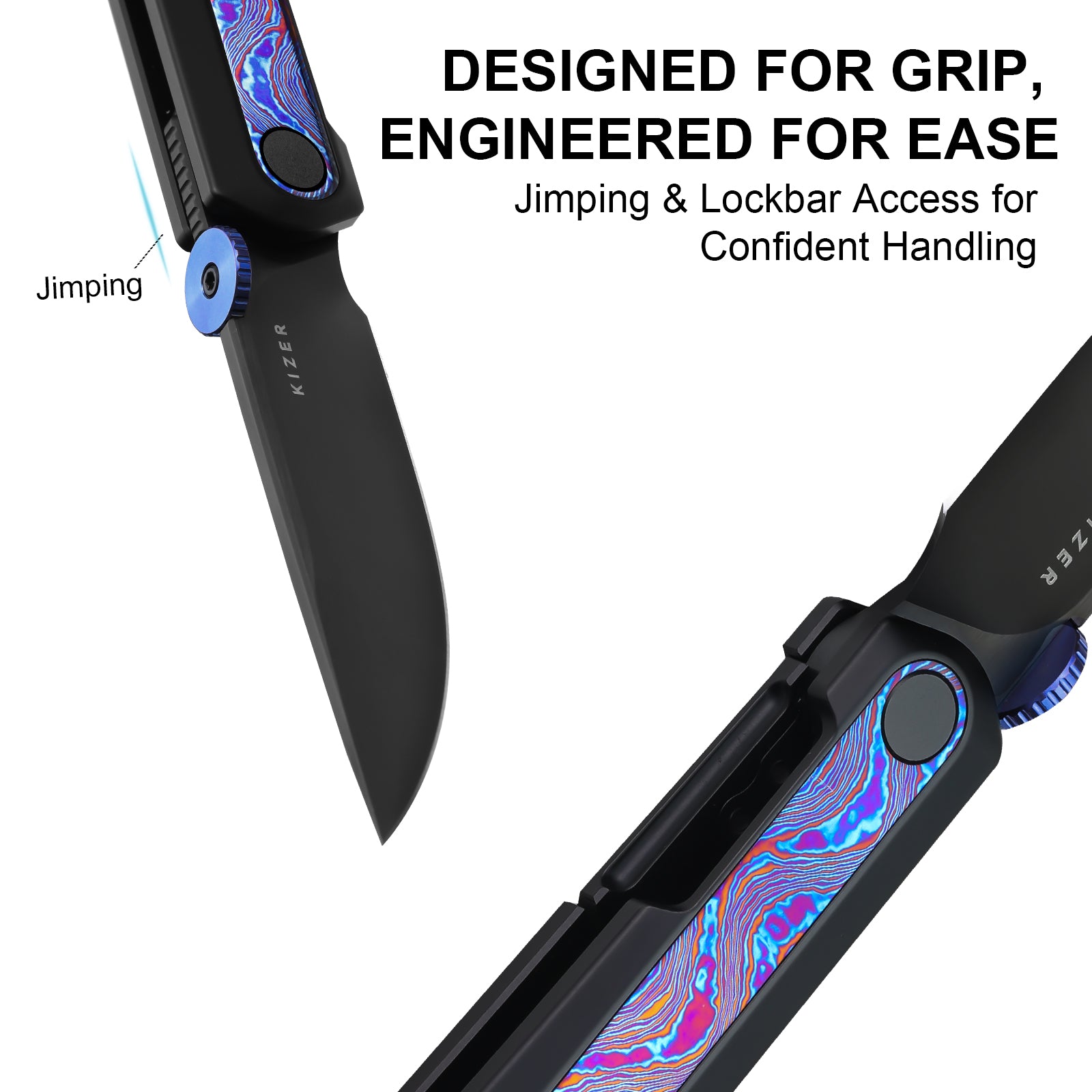 Quoll | S45VN | Titanium & Titanium Damascus | Brushed | Matte DLC-Ultra | Ki3733A3