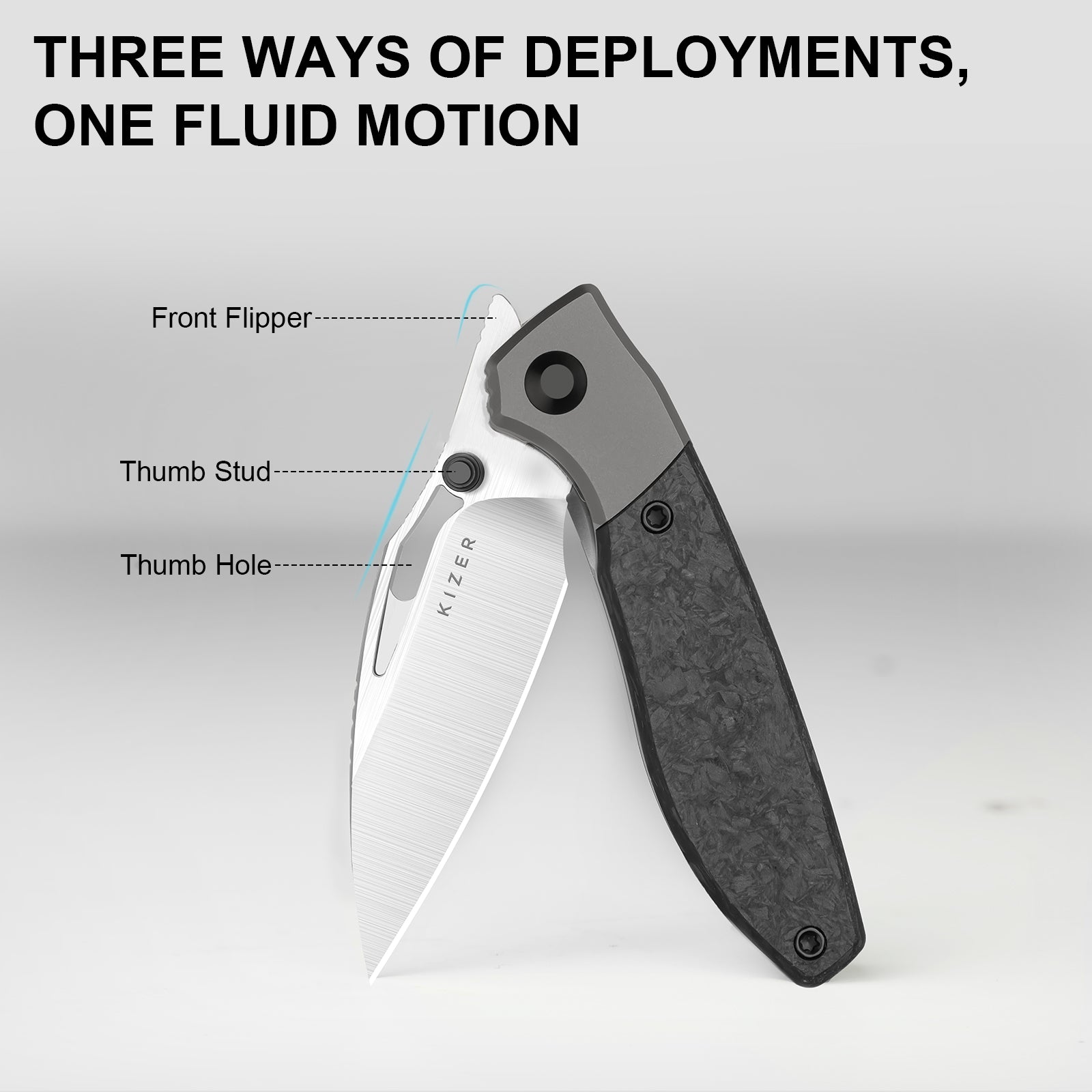 Shrike | S45VN | Titanium & Carbon Fiber | Front Flipper | KizerB™ 3746A1