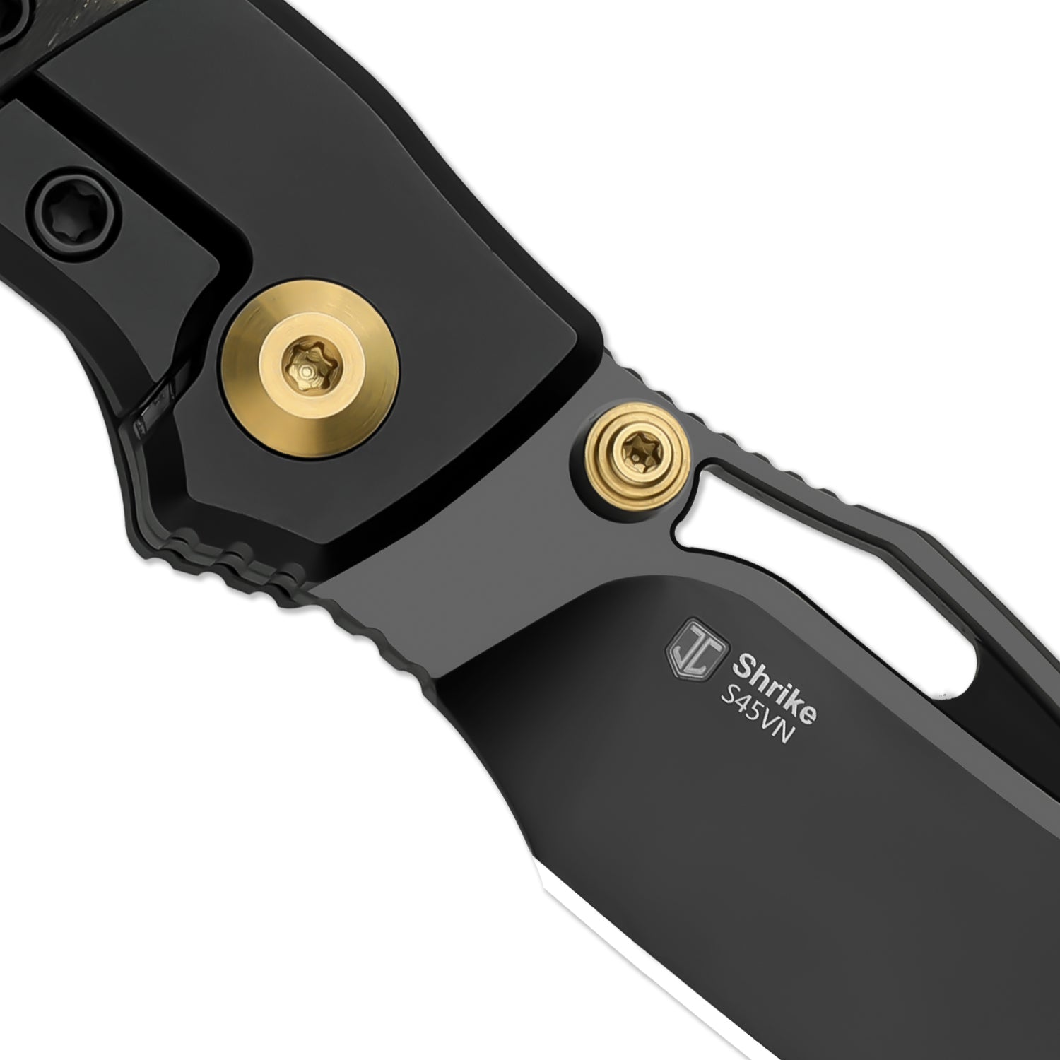 Shrike | S45VN | Titanium & Fat Carbon Camo Gold | Matte DLC Ultra | Front Flipper | KizerB™ 3746A2
