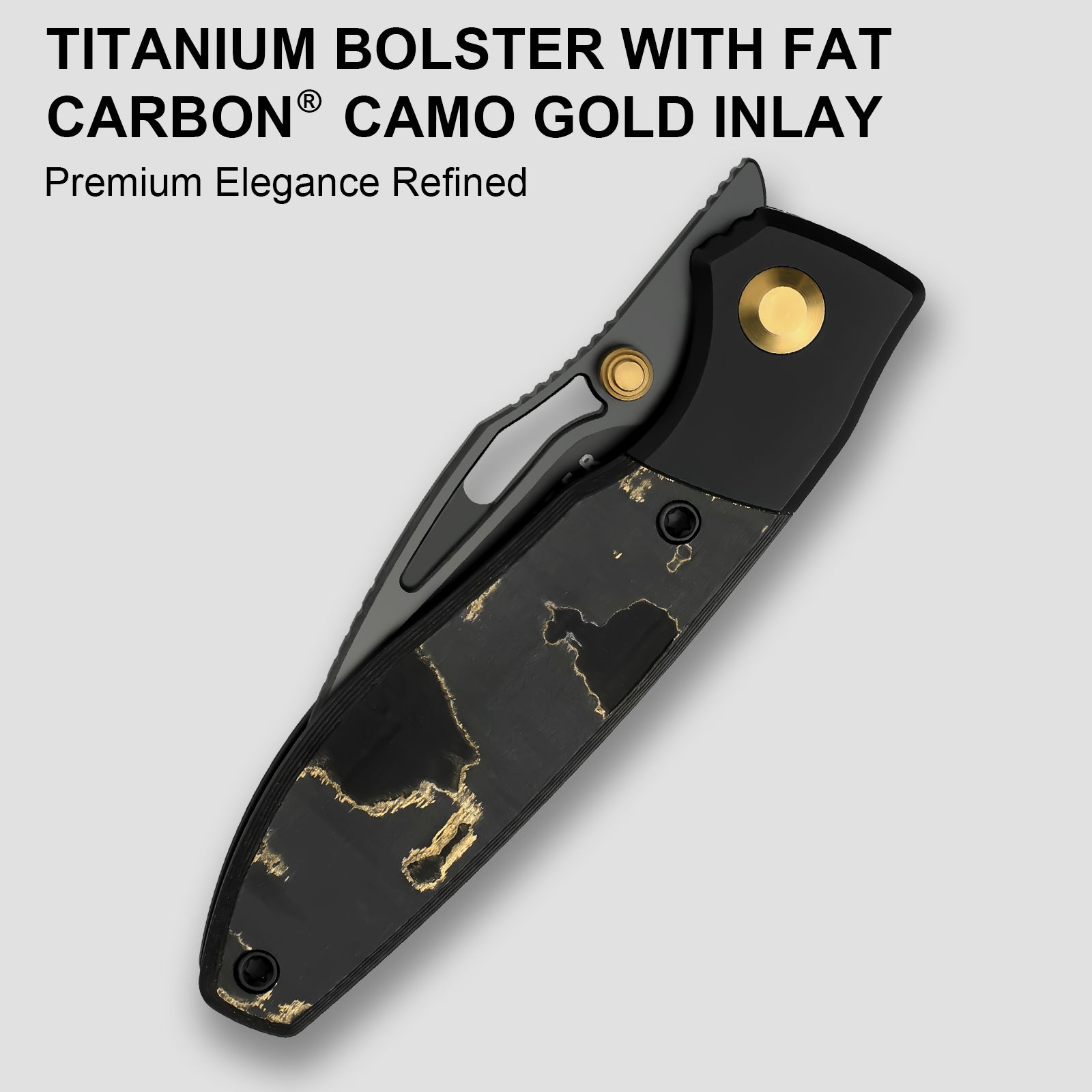 Shrike | S45VN | Titanium & Fat Carbon Camo Gold | Matte DLC Ultra | Front Flipper | KizerB™ 3746A2