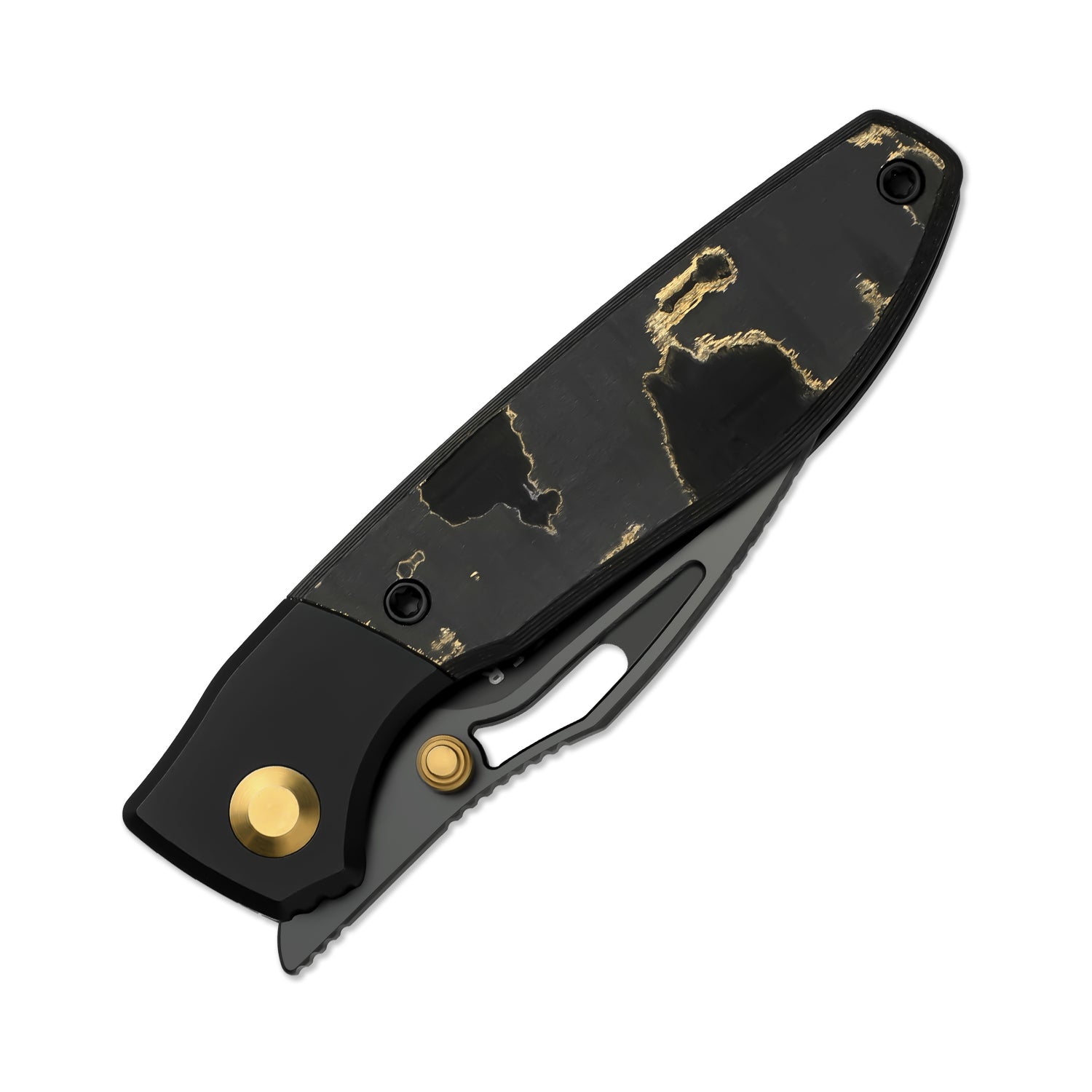 Shrike | S45VN | Titanium & Fat Carbon Camo Gold | Matte DLC Ultra | Front Flipper | Ki3746A2