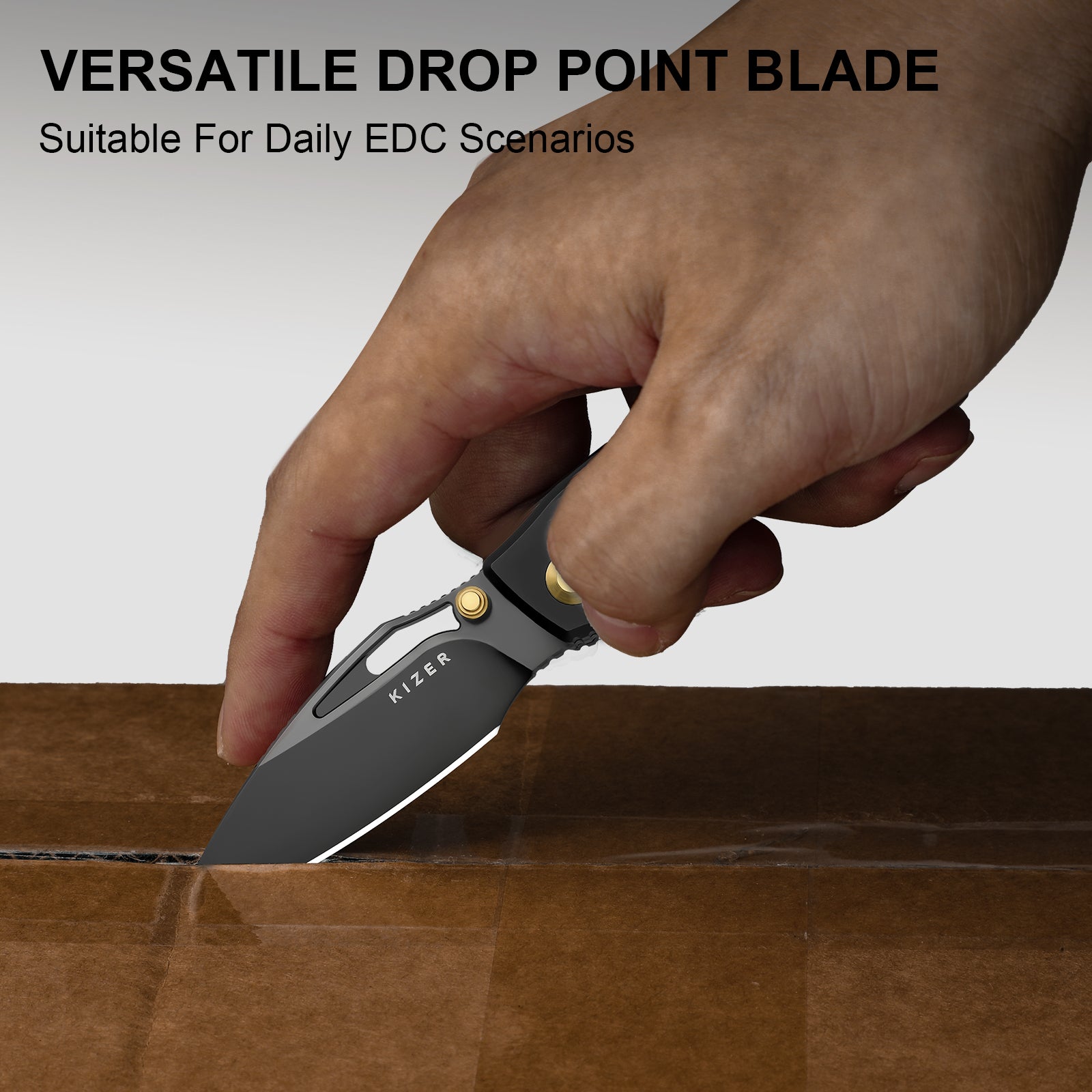 Shrike | S45VN | Titanium & Fat Carbon Camo Gold | Matte DLC Ultra | Front Flipper | Ki3746A2