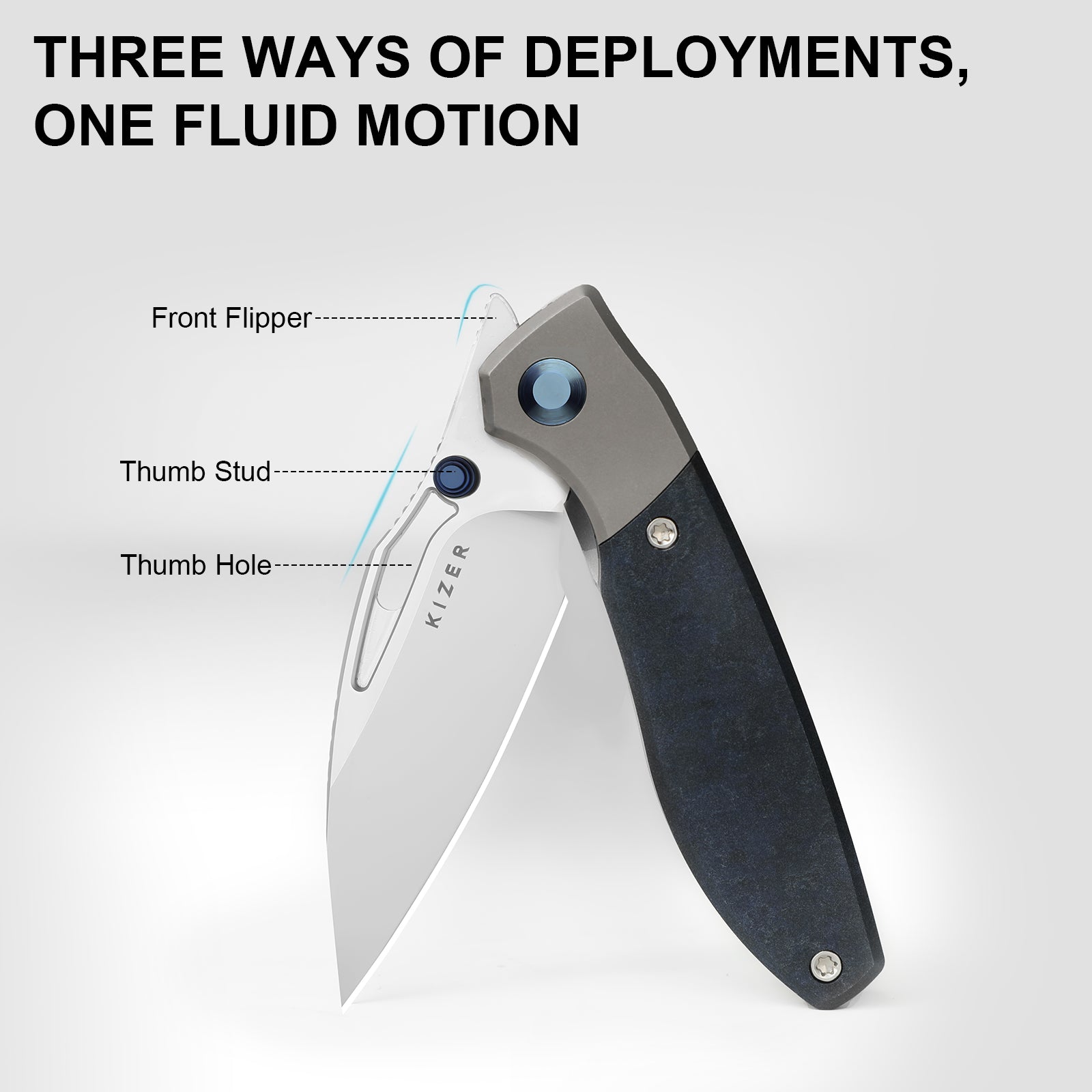 Shrike | S45VN | Titanium & Richlite | Front Flipper | KizerB™ 3746A3