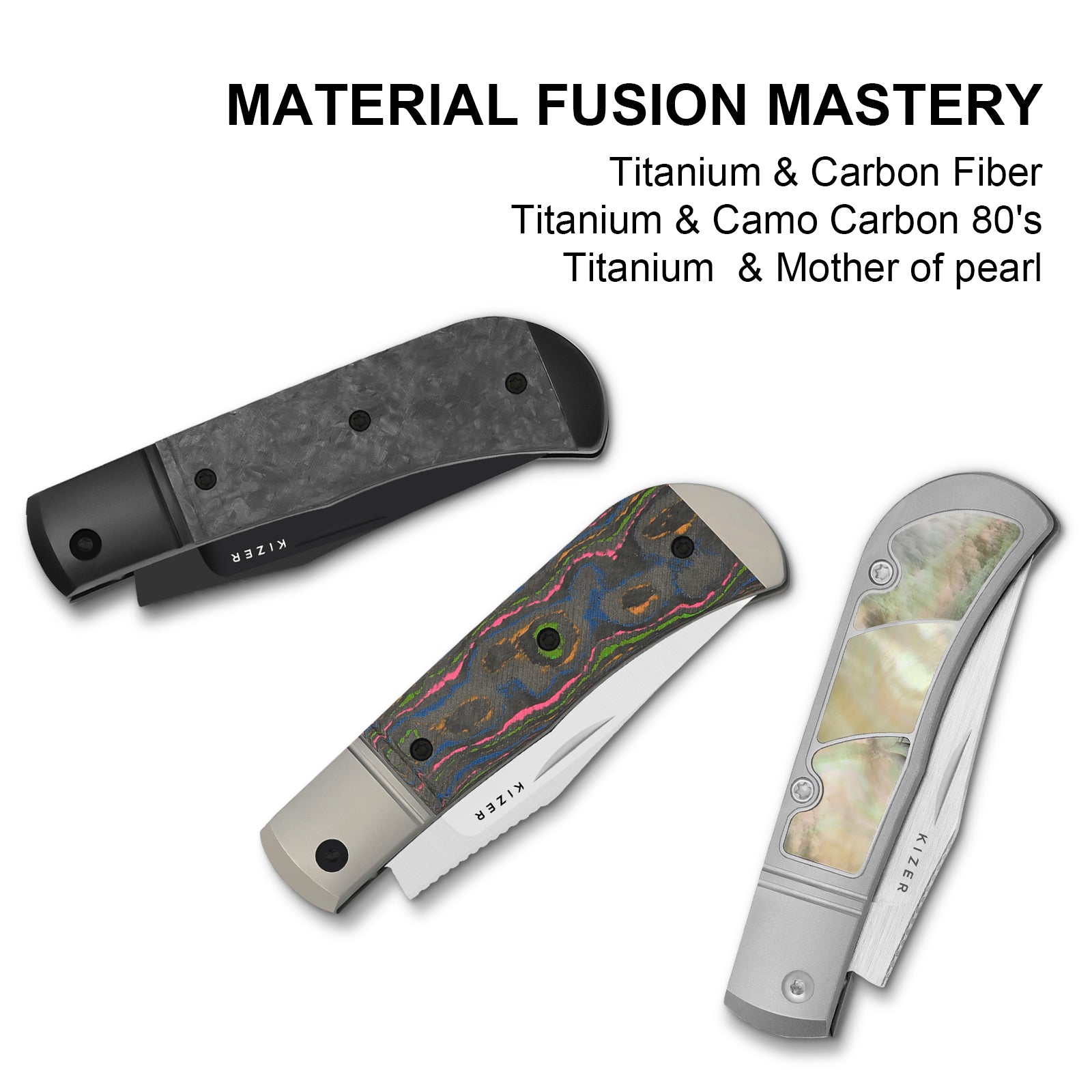 Trestle | S45VN | Titanium & Mother of Pearl | KizerB™ 3761A3