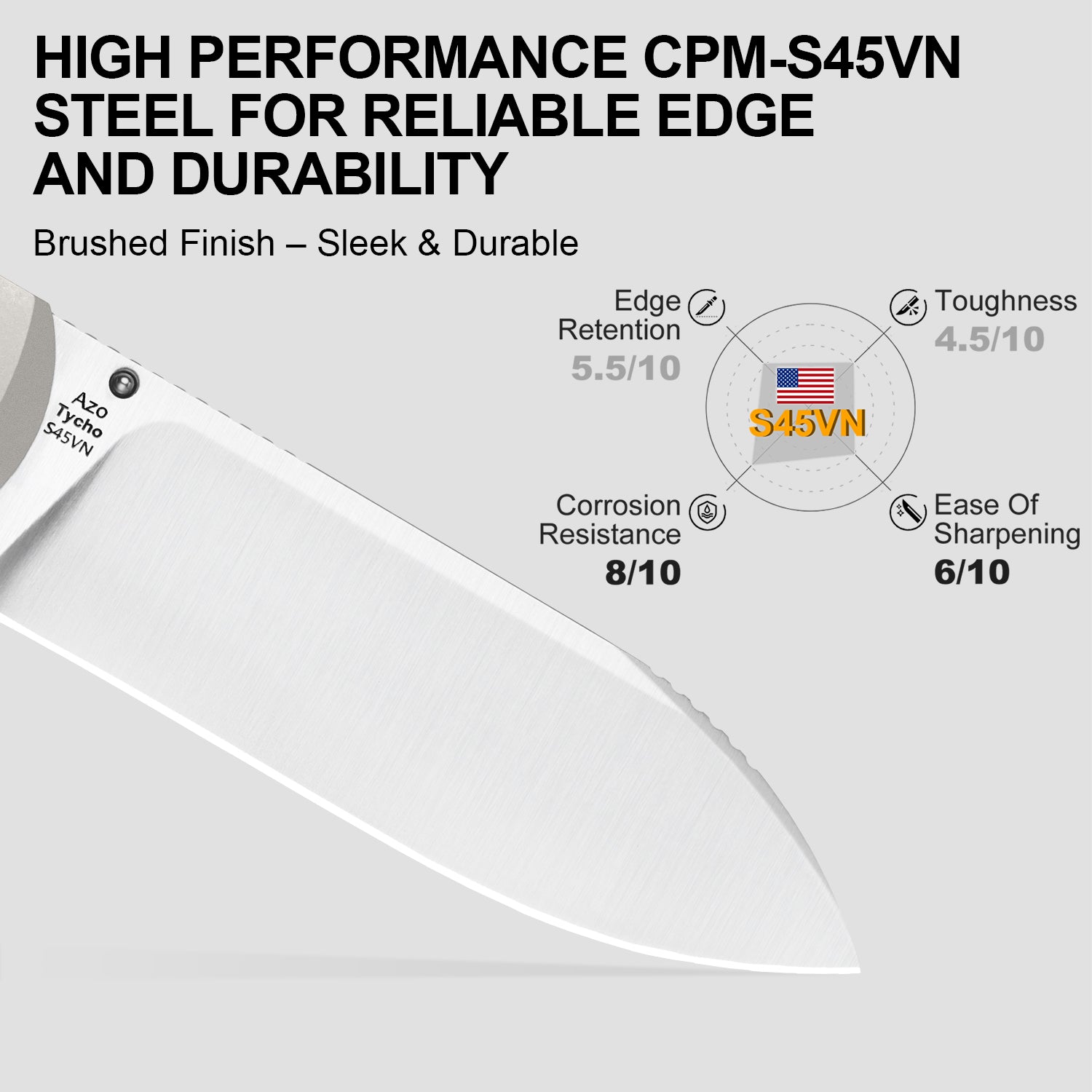 Tycho | S45VN | Titanium & Mkuruti Wood | KizerB™ 4761A1