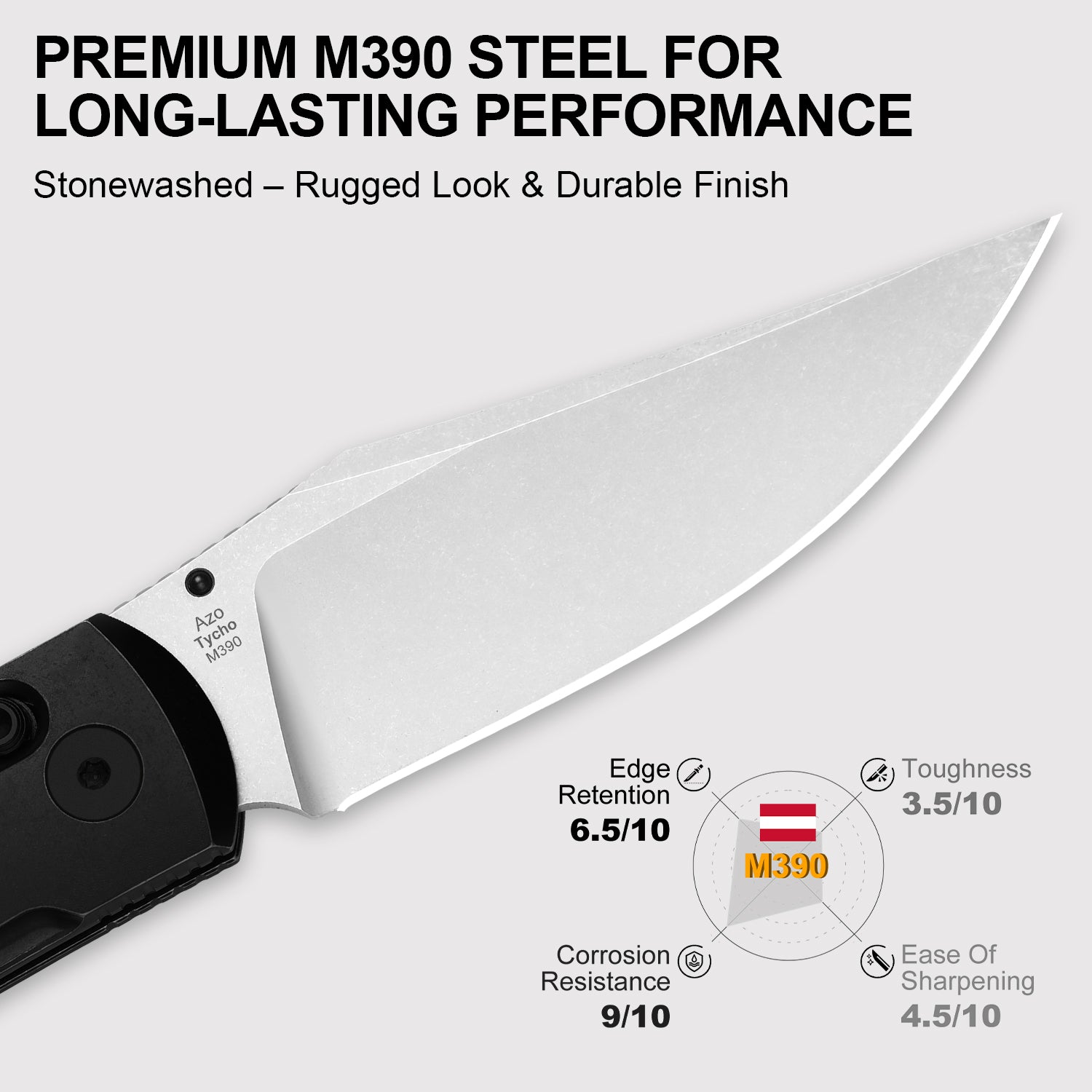 Tycho | M390 | Titanium & Carbon Fiber | KizerB™ 4761A4