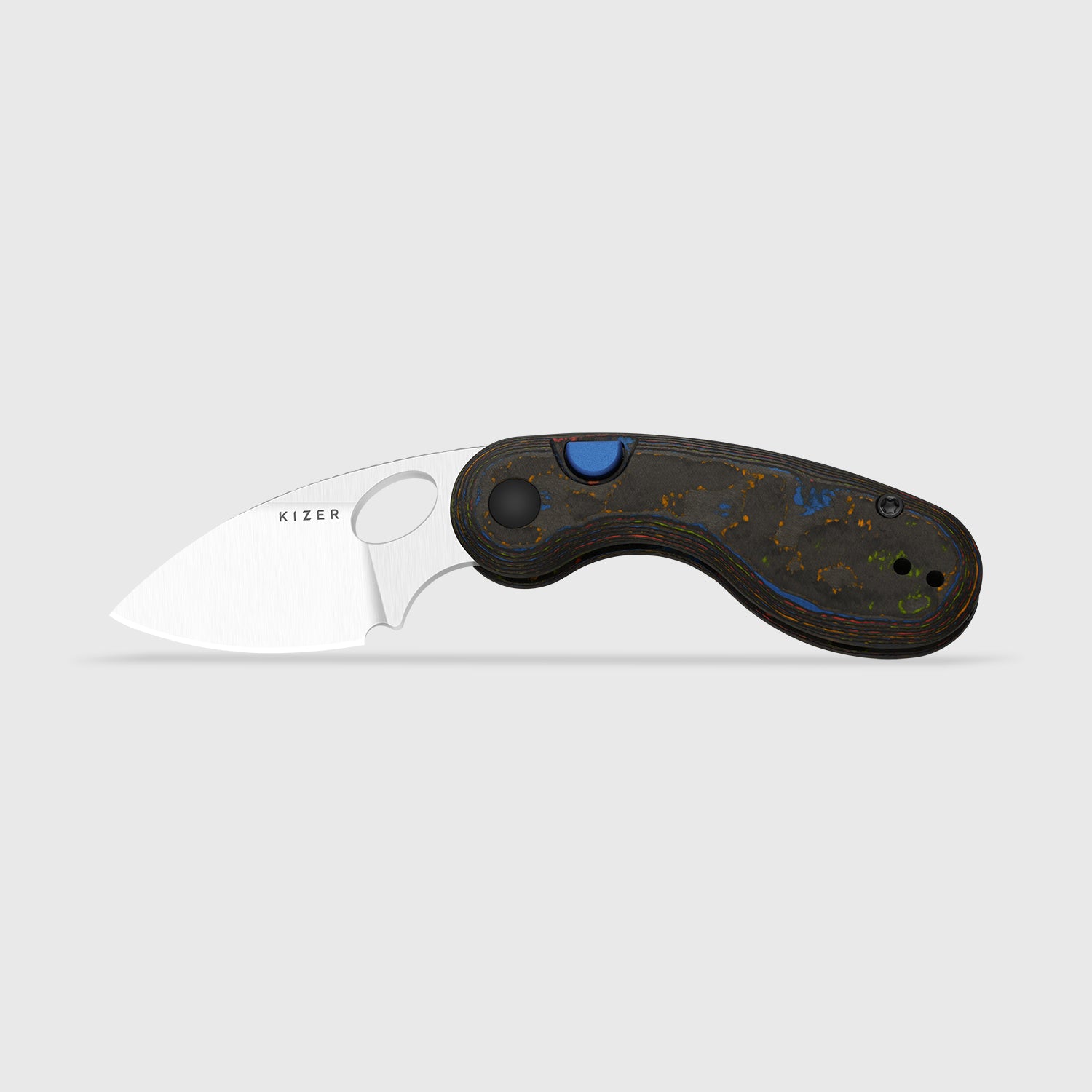 Microbe™ | Kizer Button Liner Lock™ | M390 | Camo Carbon 80's | KizerB™ 2742A1