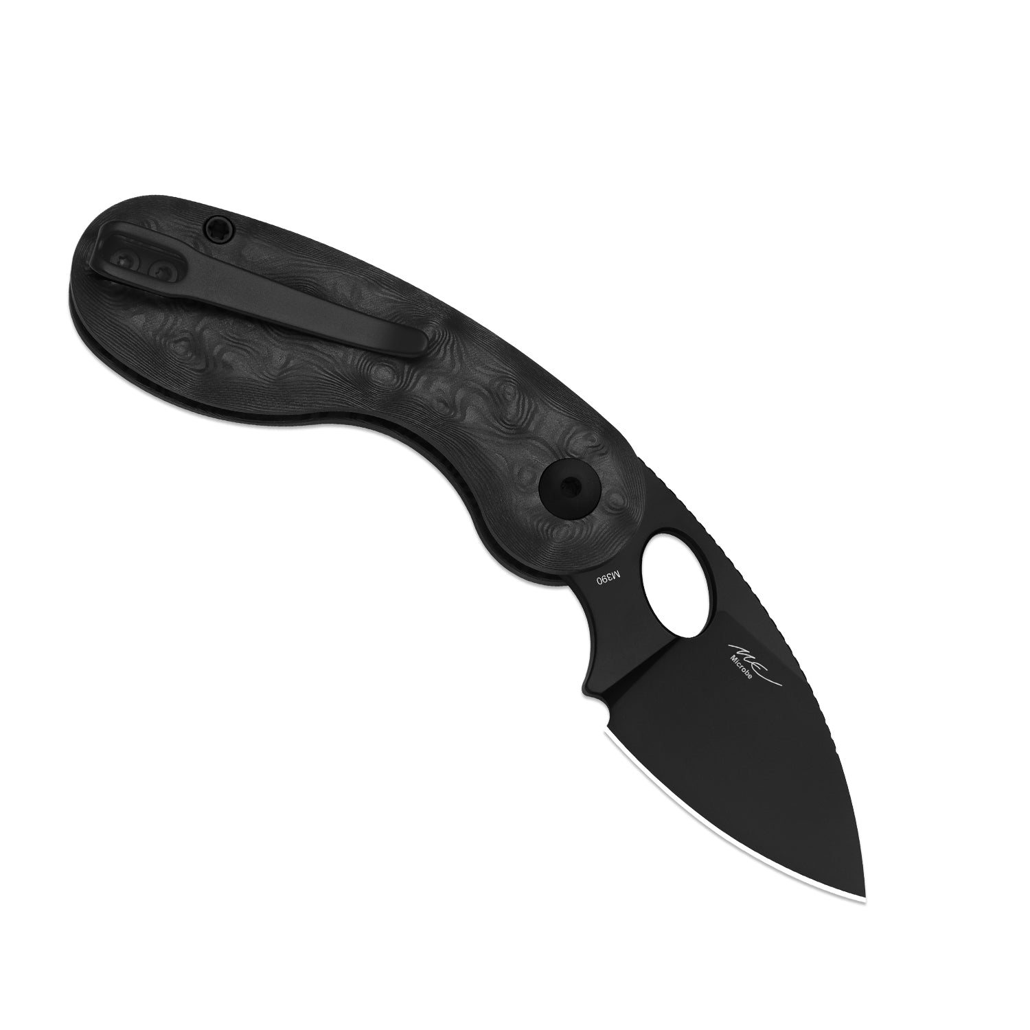 Microbe | 5Th Pocket Knife | Kizer Button Liner Lock™ | Fat Carbon Black Dune Handle | KizerB™ 2742A3