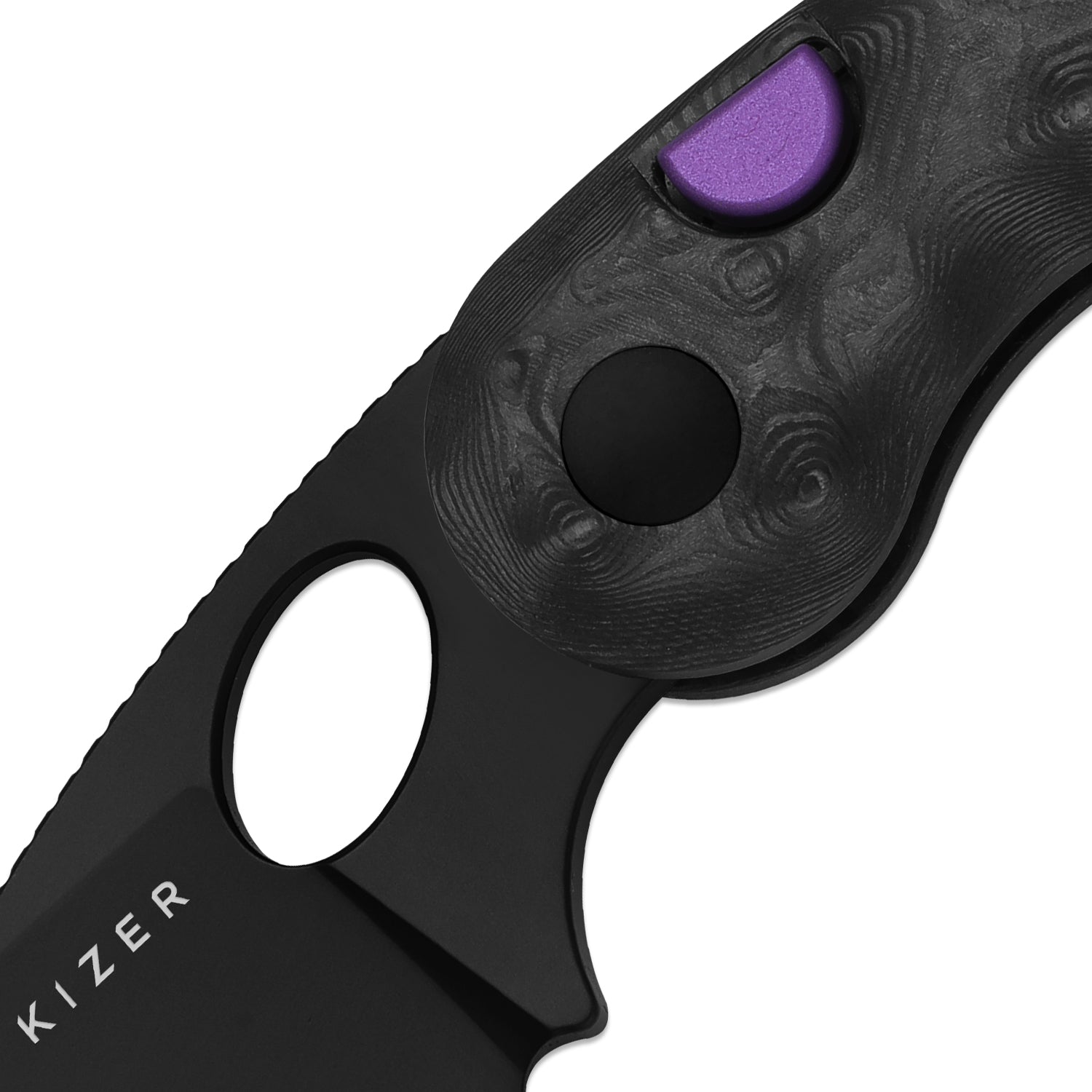 Microbe | 5Th Pocket Knife | Kizer Button Liner Lock™ | Fat Carbon Black Dune Handle | KizerB™ 2742A3