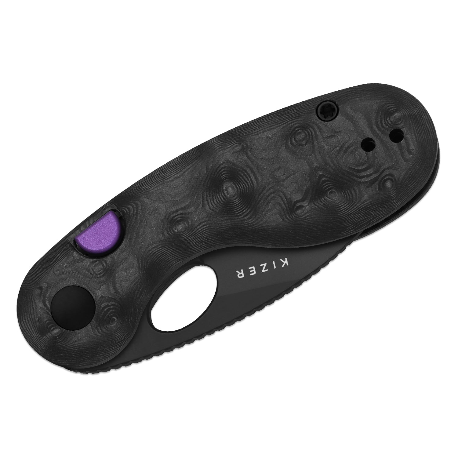 Microbe | 5Th Pocket Knife | Kizer Button Liner Lock™ | Fat Carbon Black Dune Handle | KizerB™ 2742A3
