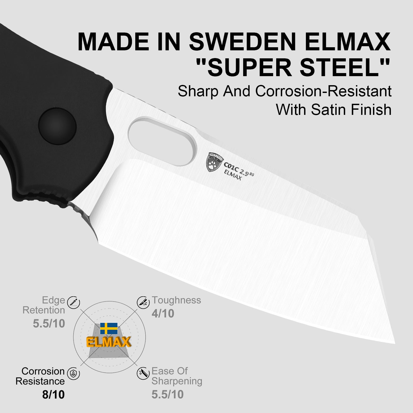Sheepdog® Knives C01C | Kizer Button Liner Lock™ | ELMAX | Aluminum | KizerB™ 3488.29BSA1