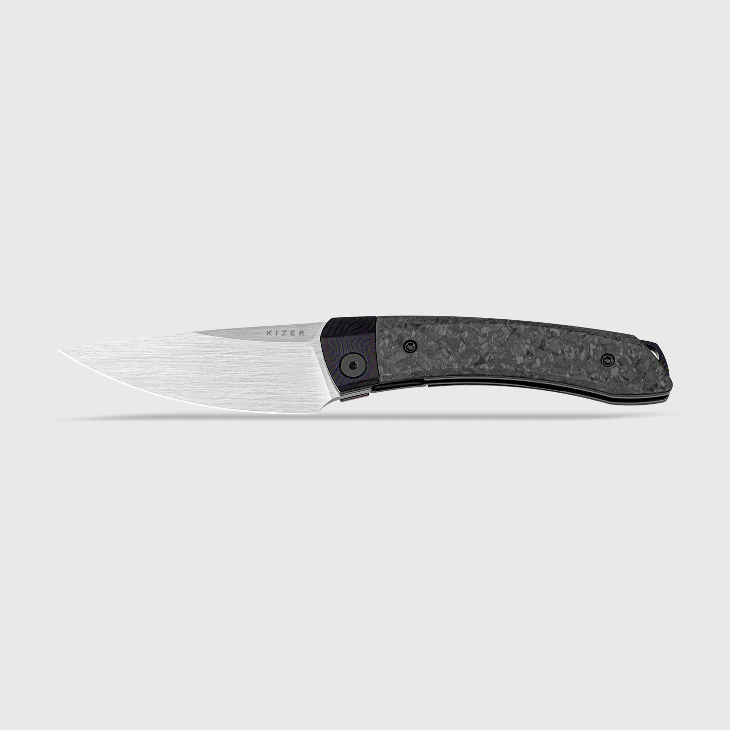 Mini MoMo | M390 | Timascus+Marble Carbon Fiber | KizerB™ 3663A4