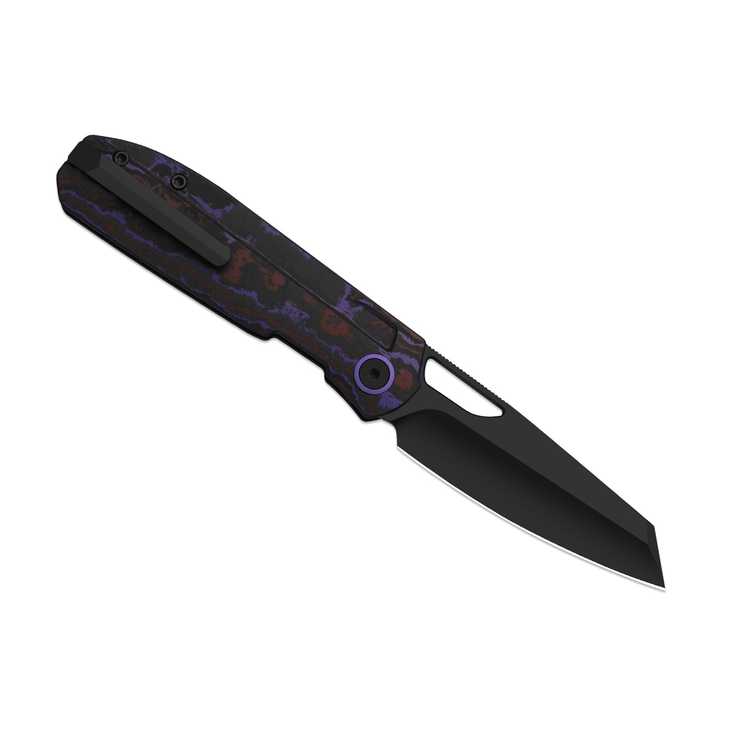 Mash | Kizer Button Liner Lock™ | M390 + Matte DLC Ultra + Hollow Grind | FatCarbon Purple Haze | KizerB™ 3699BSA2