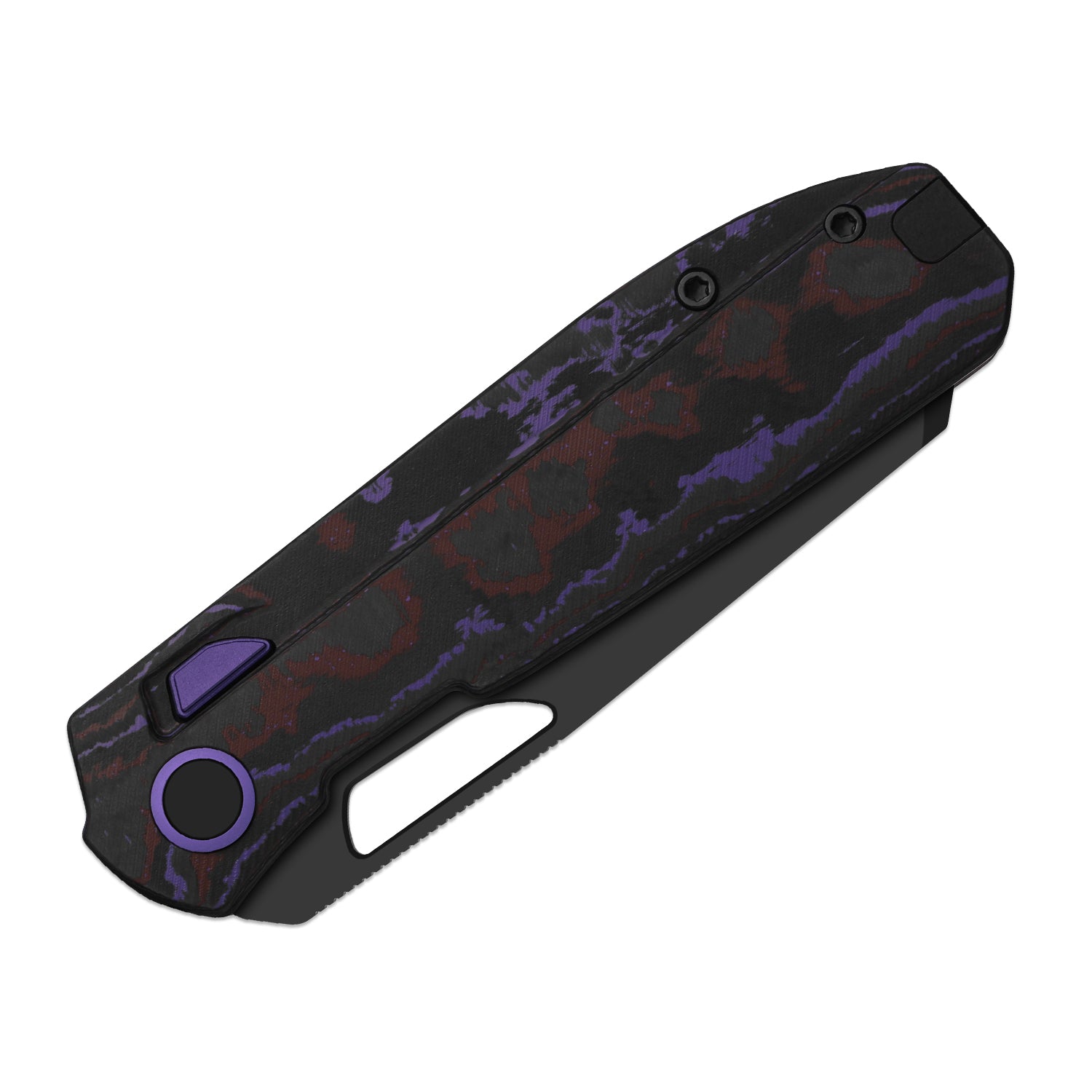 Mash | Kizer Button Liner Lock™ | M390 + Matte DLC Ultra + Hollow Grind | FatCarbon Purple Haze | KizerB™ 3699BSA2