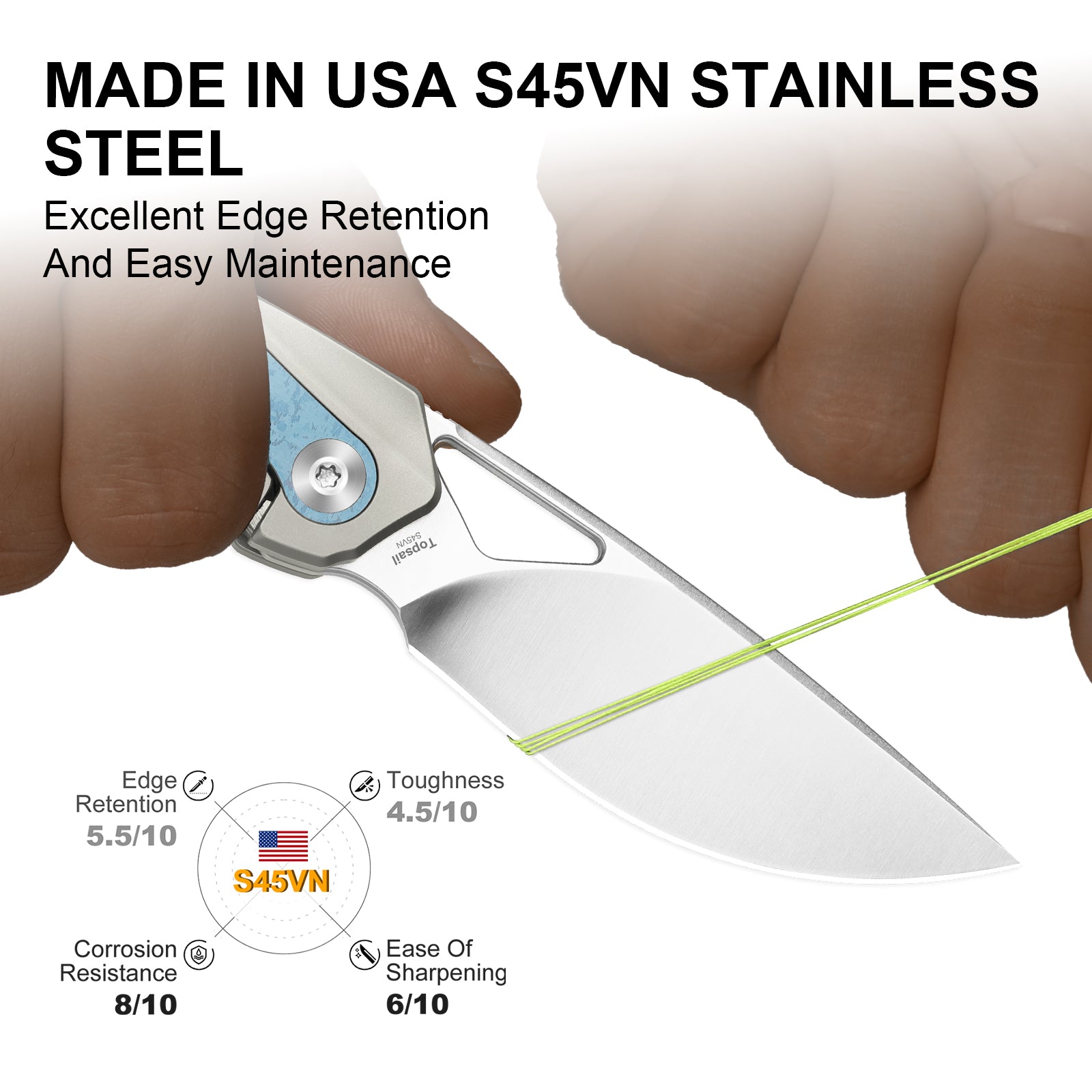 Topsail | S45VN | Titanium & Crystallized Titanium | Front Flipper | Ki3735A1