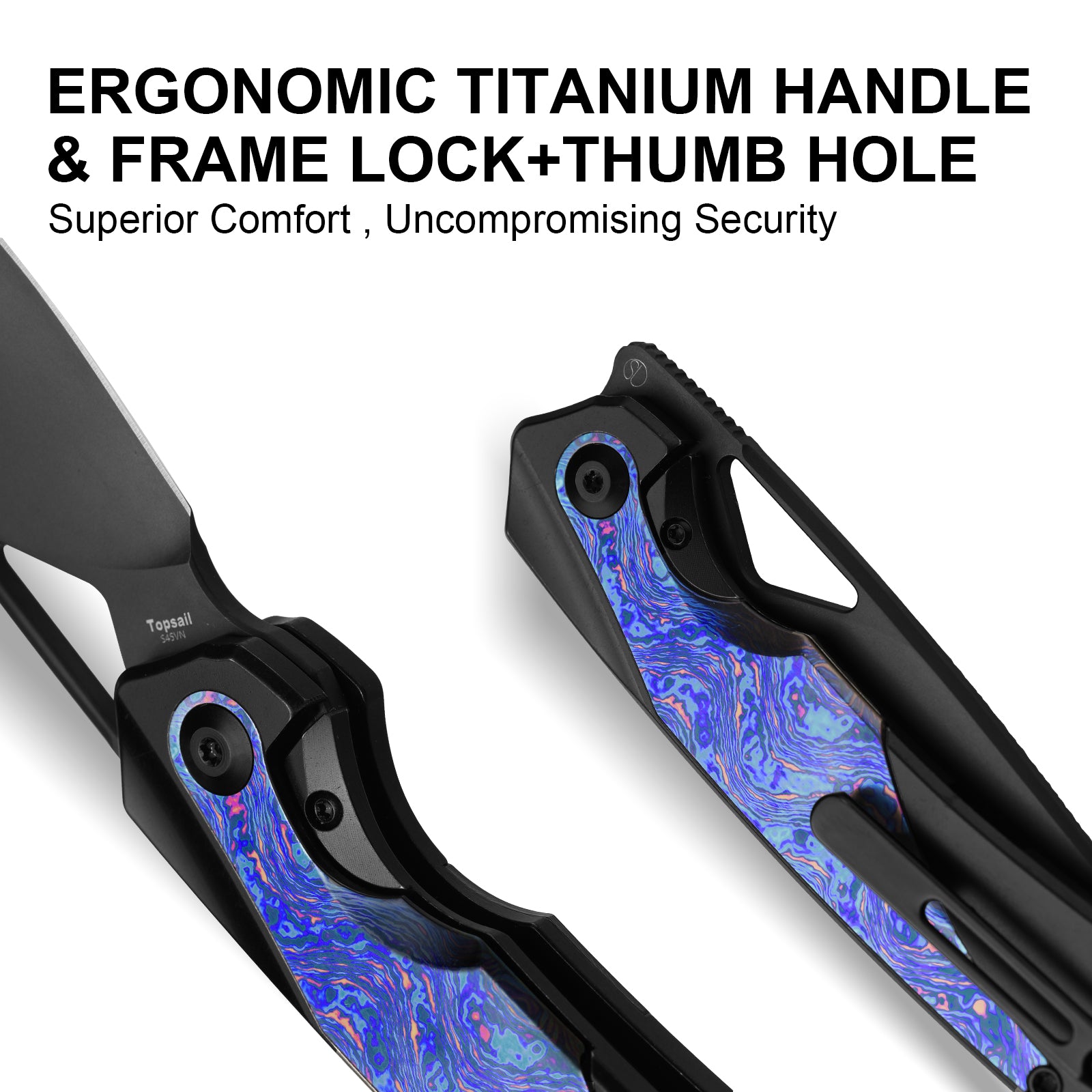 Topsail | S45VN | Titanium & Timascus | Matte DLC Ultra | Front Flipper | Ki3735A2