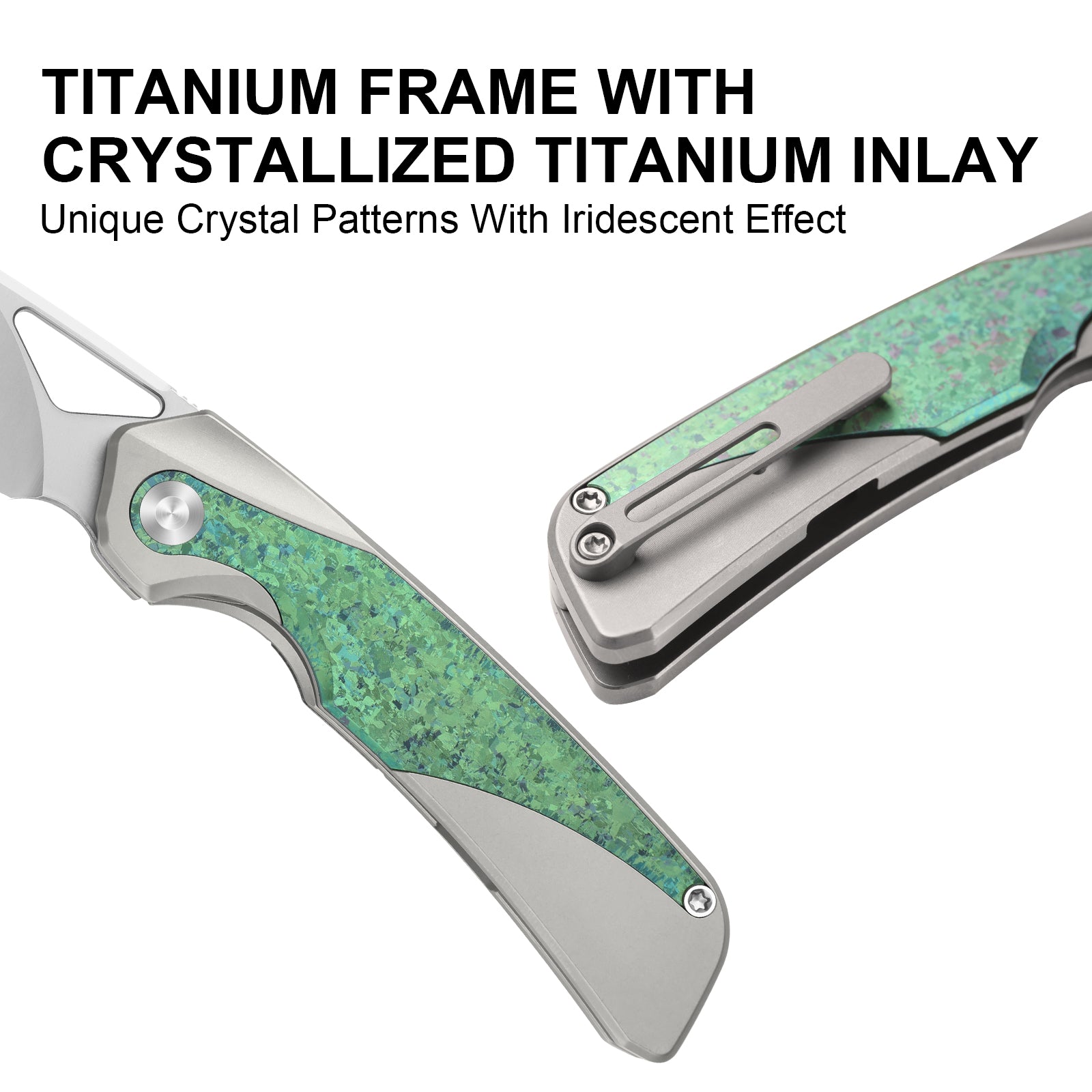 Topsail | M390 | Titanium & Crystallized Titanium | Front Flipper | KizerB™ 3735A4