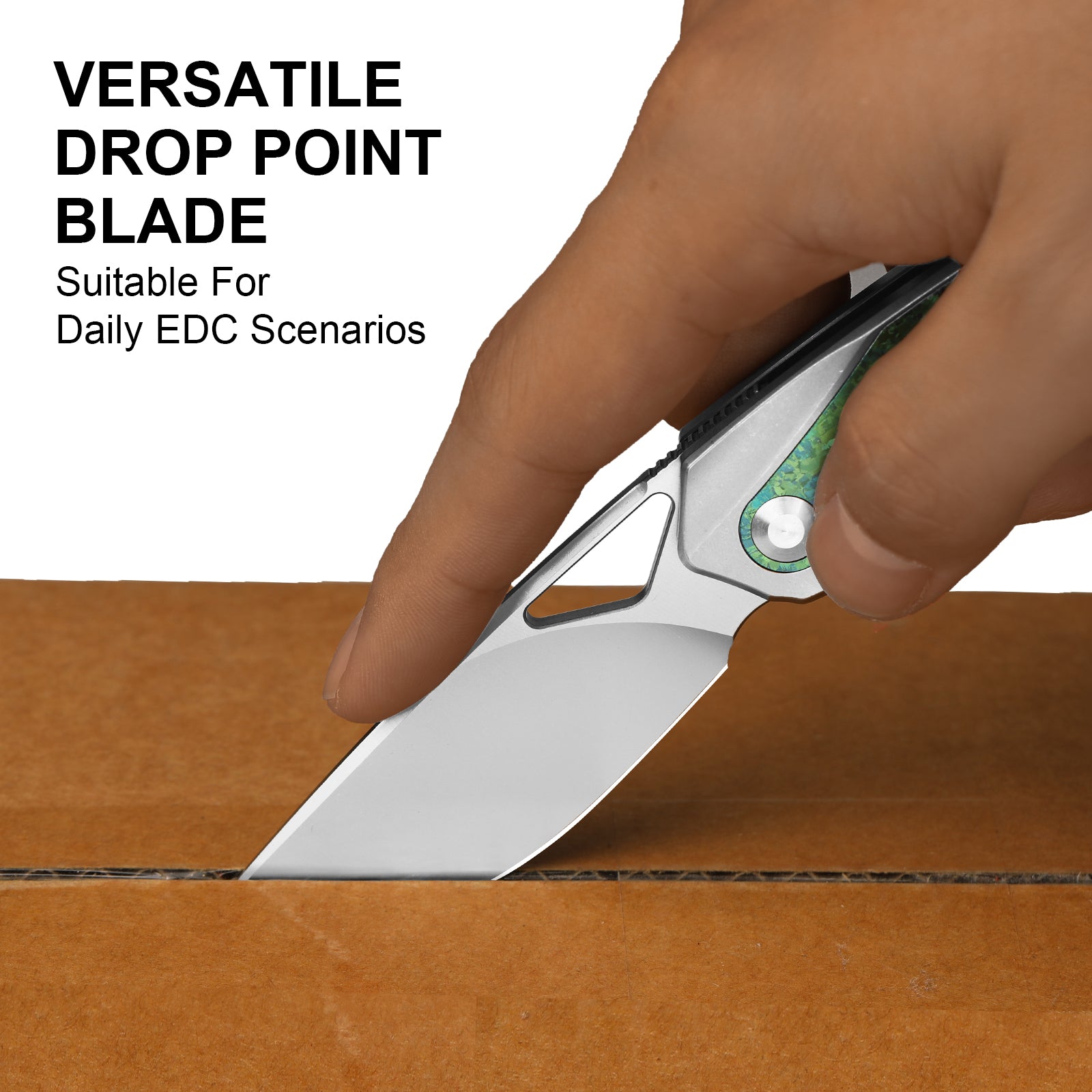 Topsail | M390 | Titanium & Crystallized Titanium | Front Flipper | KizerB™ 3735A4