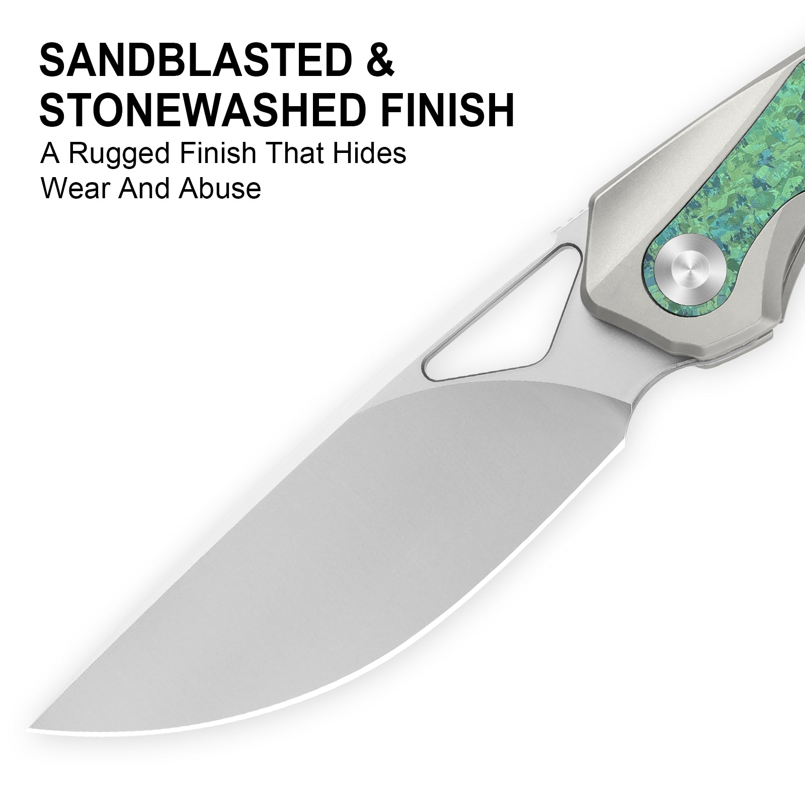 Topsail | M390 | Titanium & Crystallized Titanium | Front Flipper | KizerB™ 3735A4