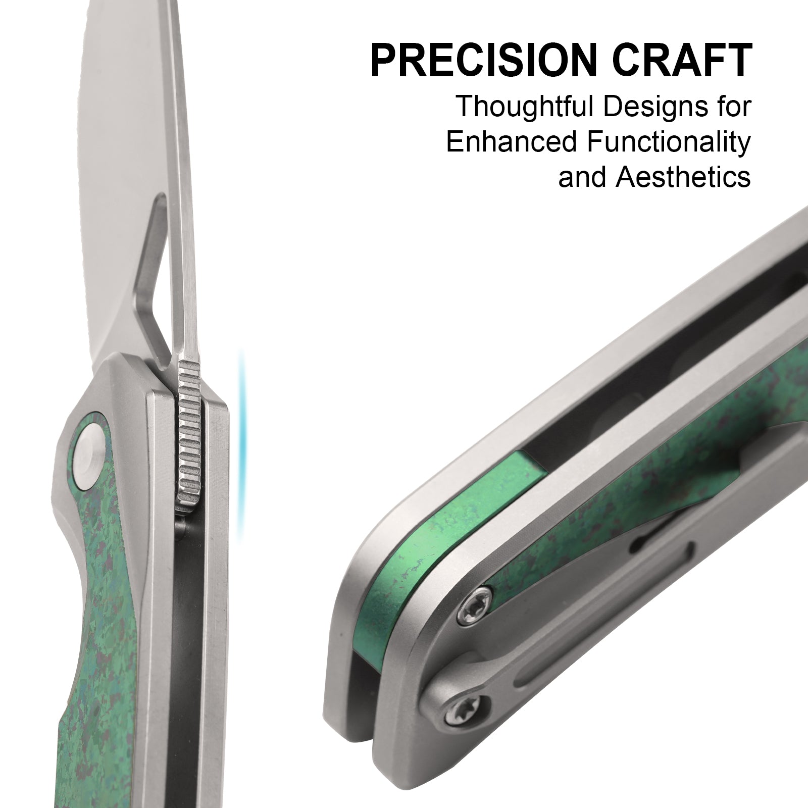 Topsail | M390 | Titanium & Crystallized Titanium | Front Flipper | KizerB™ 3735A4