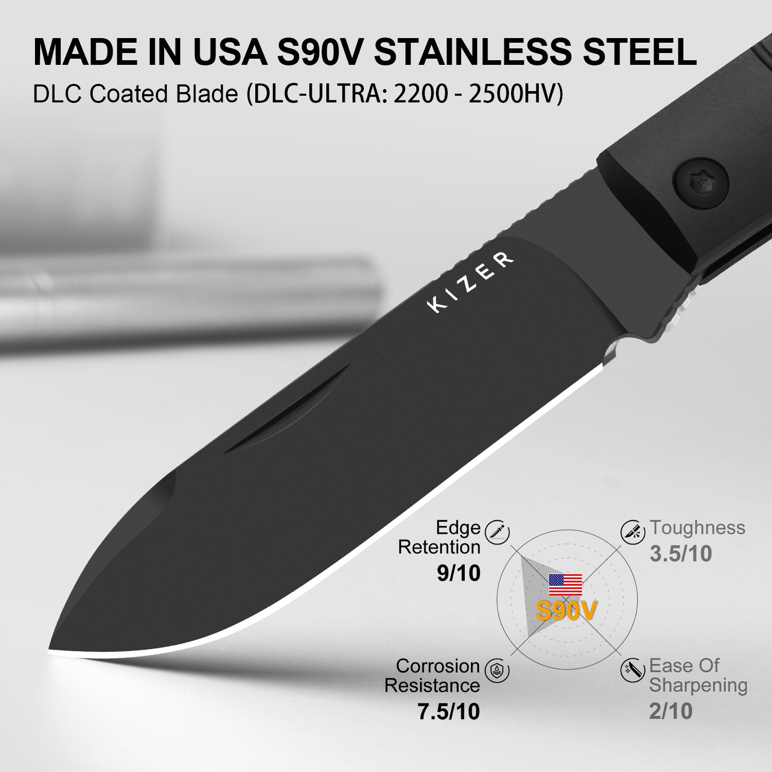 Trestle D | Ultra DLC | S90V | Aluminum & Fat Carbon | Slip Joint | KizerB™ 3760A1