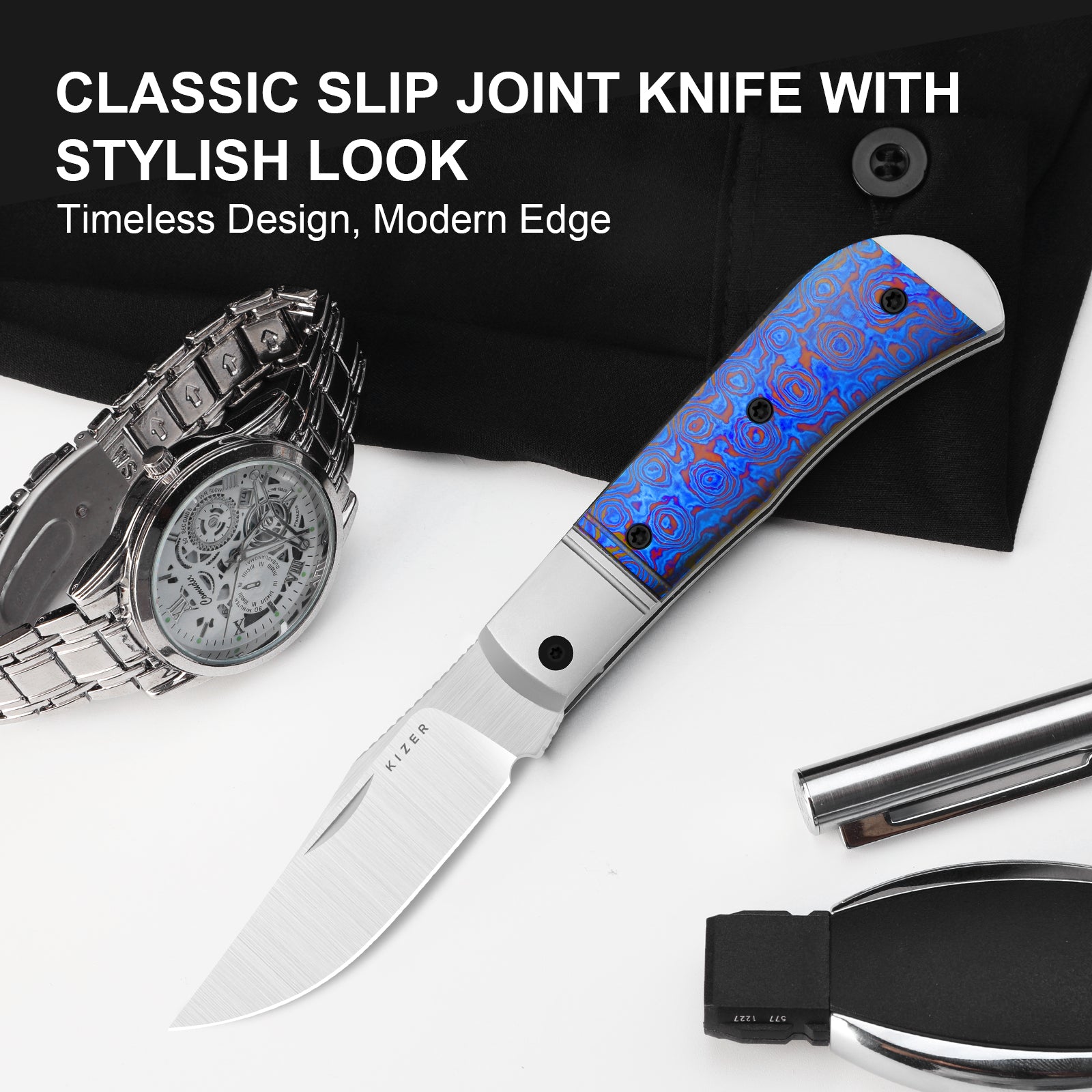 Trestle | S45VN | Titanium & Timascus | Ki3761A5 | Limited