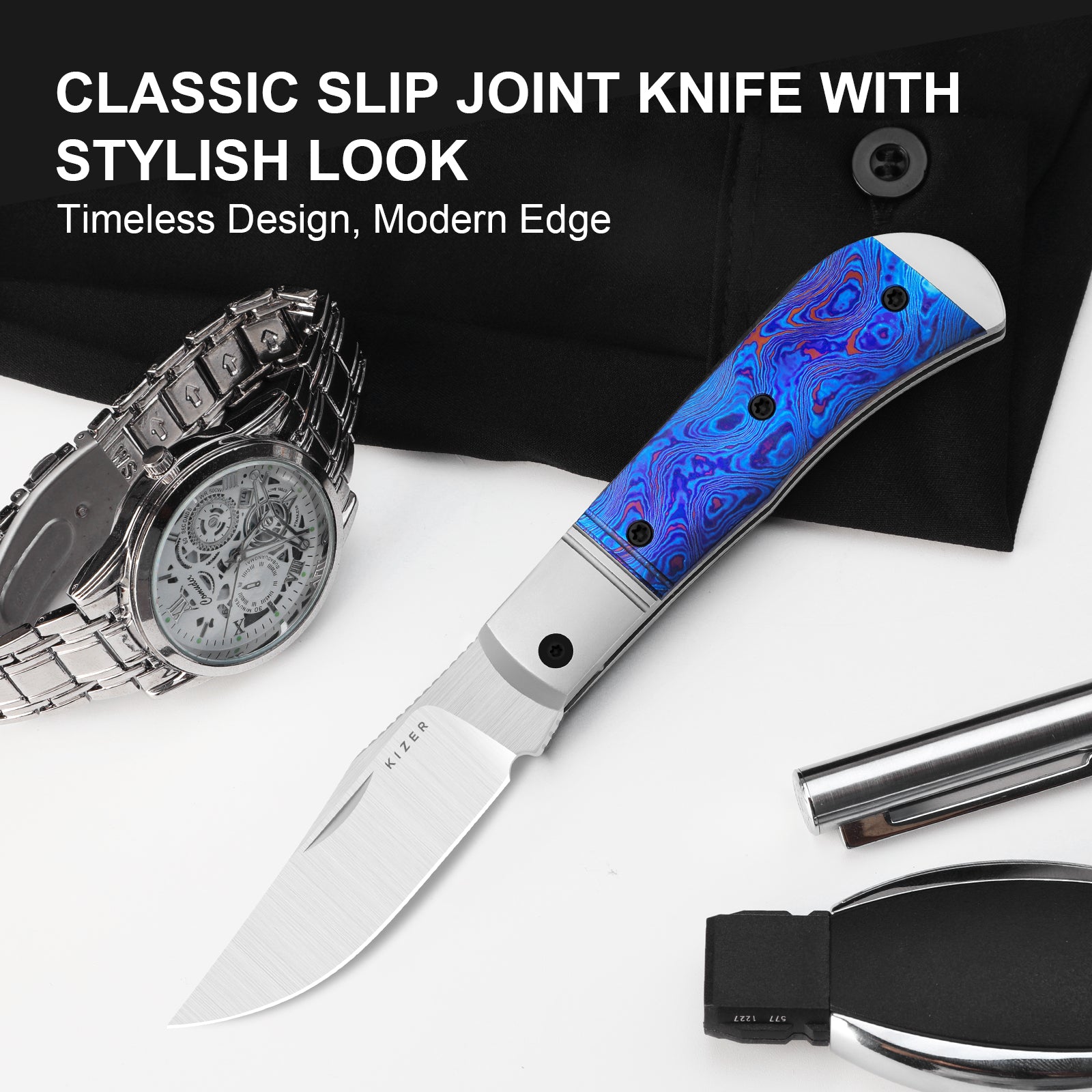 Trestle | M390 | Titanium & Timascus | KizerB™ 3761A6 | Limited