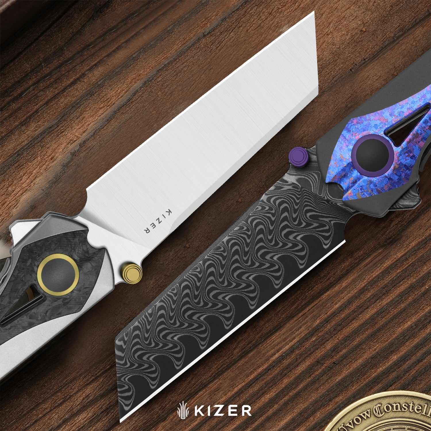 Staff | Frame Lock | S45VN | Titanium & Carbon Fiber | Satin Finish | KizerB™ 3795A2