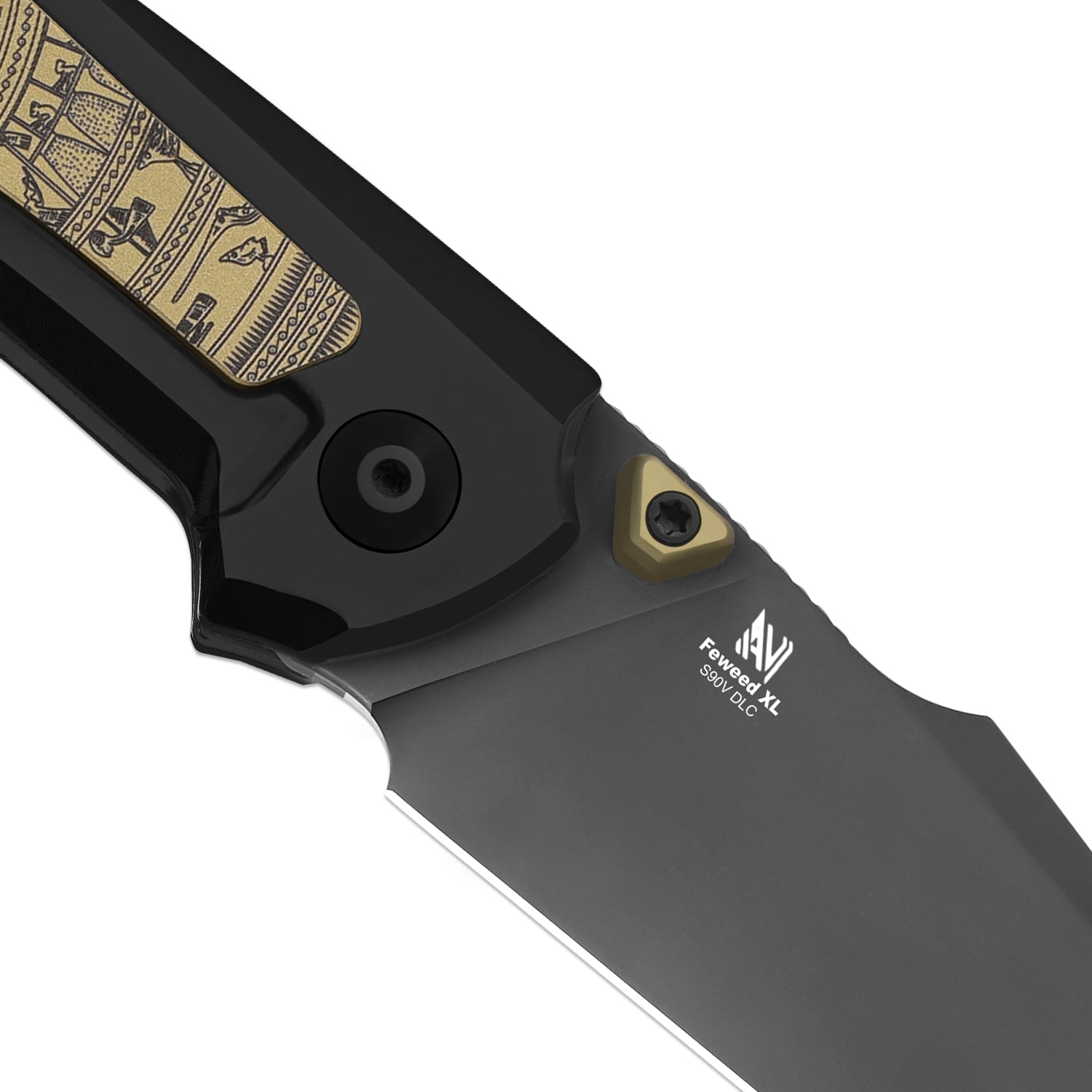 Feweed XL | S90V | Harpoon Blade | Titanium & Aluminum Laser Pattern | KizerB™ 4694A1